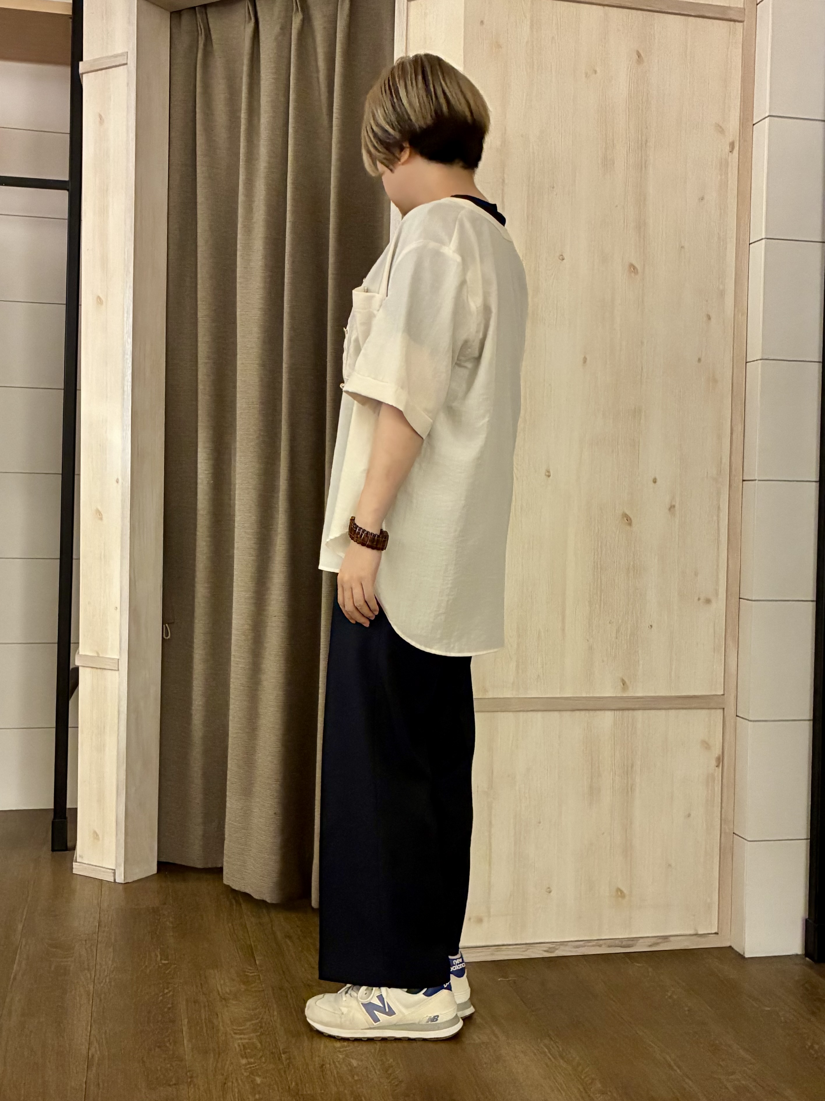 aiさんの「THE SHOP TK｜【M-XL/秋始めにちょうどいい】細見え5分袖Wポケットシャツ」を使ったコーディネート