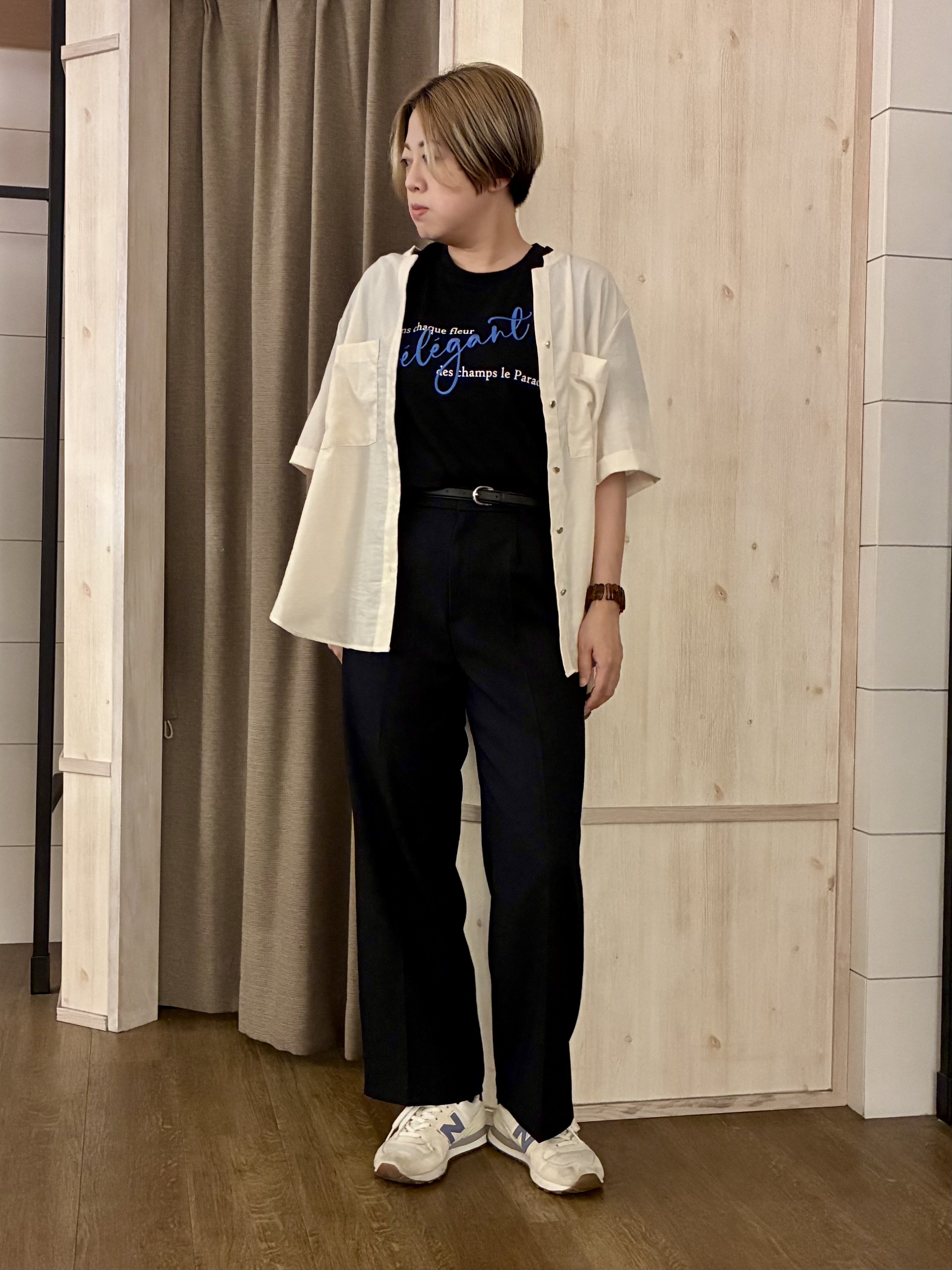 aiさんの「THE SHOP TK｜【M-XL/秋始めにちょうどいい】細見え5分袖Wポケットシャツ」を使ったコーディネート