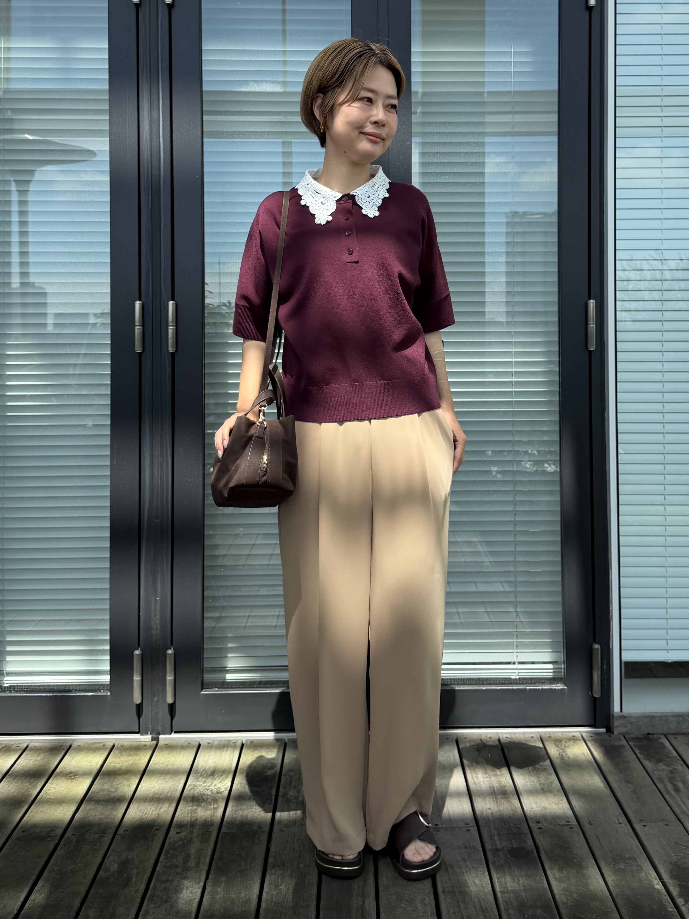 Mariko.Sさんの「OPAQUE.CLIP｜【森絵梨佳さん着用】2WAY衿ドッキングニット《洗濯機OK》」を使ったコーディネート