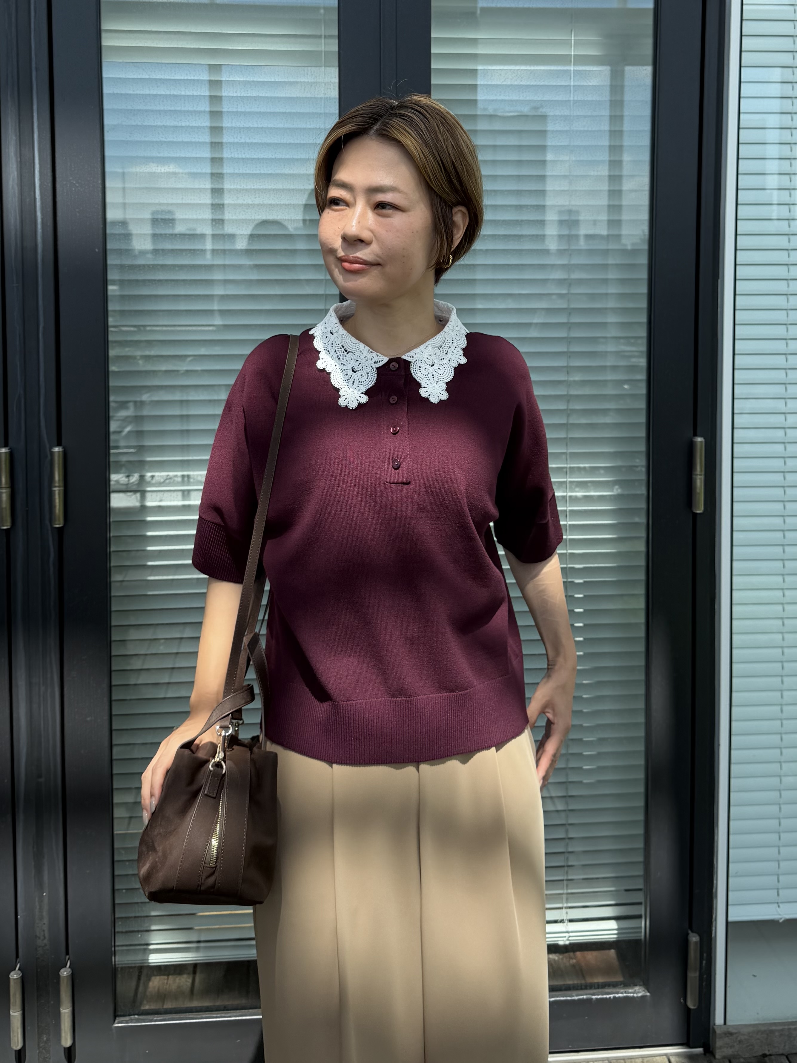Mariko.Sさんの「OPAQUE.CLIP｜【森絵梨佳さん着用】2WAY衿ドッキングニット《洗濯機OK》」を使ったコーディネート