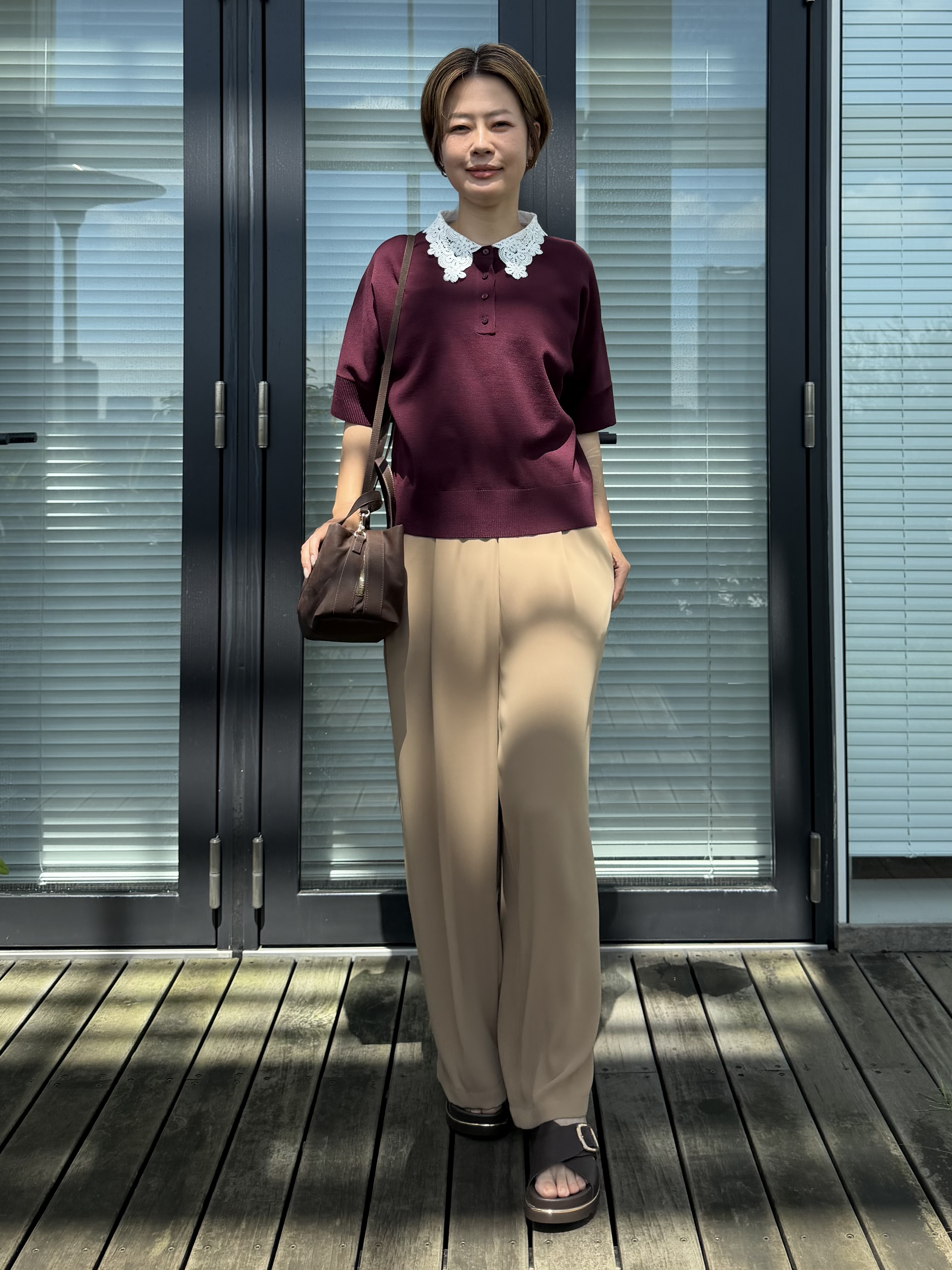 Mariko.Sさんの「OPAQUE.CLIP｜【森絵梨佳さん着用】2WAY衿ドッキングニット《洗濯機OK》」を使ったコーディネート