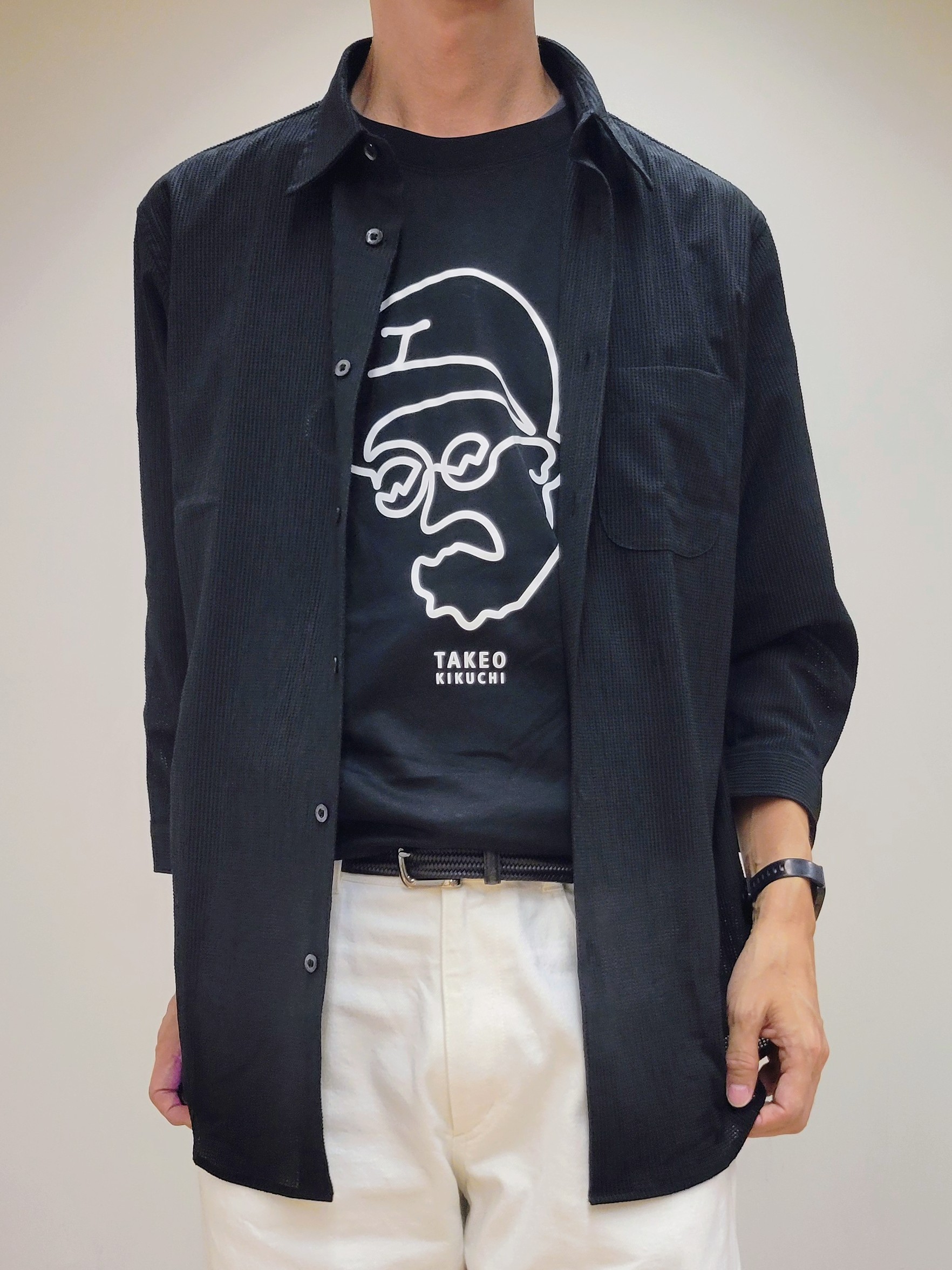 piroyaさんの「TAKEO KIKUCHI｜【通気性】トリコットサッカー 7分袖シャツ」を使ったコーディネート
