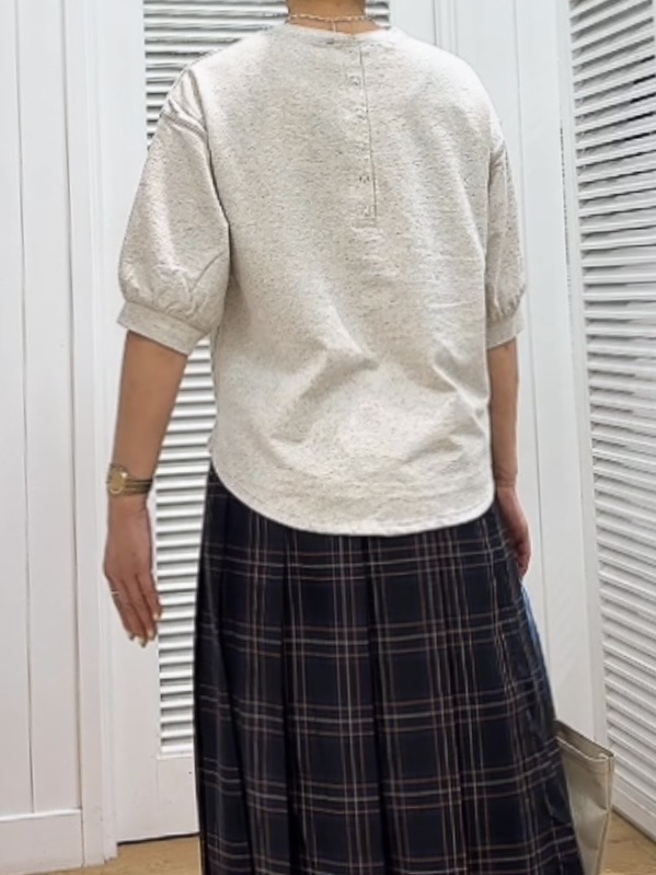 Yasucoさんの「Dessin｜【高レビュー/洗える/XS-L】バックヘンリーミニ裏毛 5分袖」を使ったコーディネート