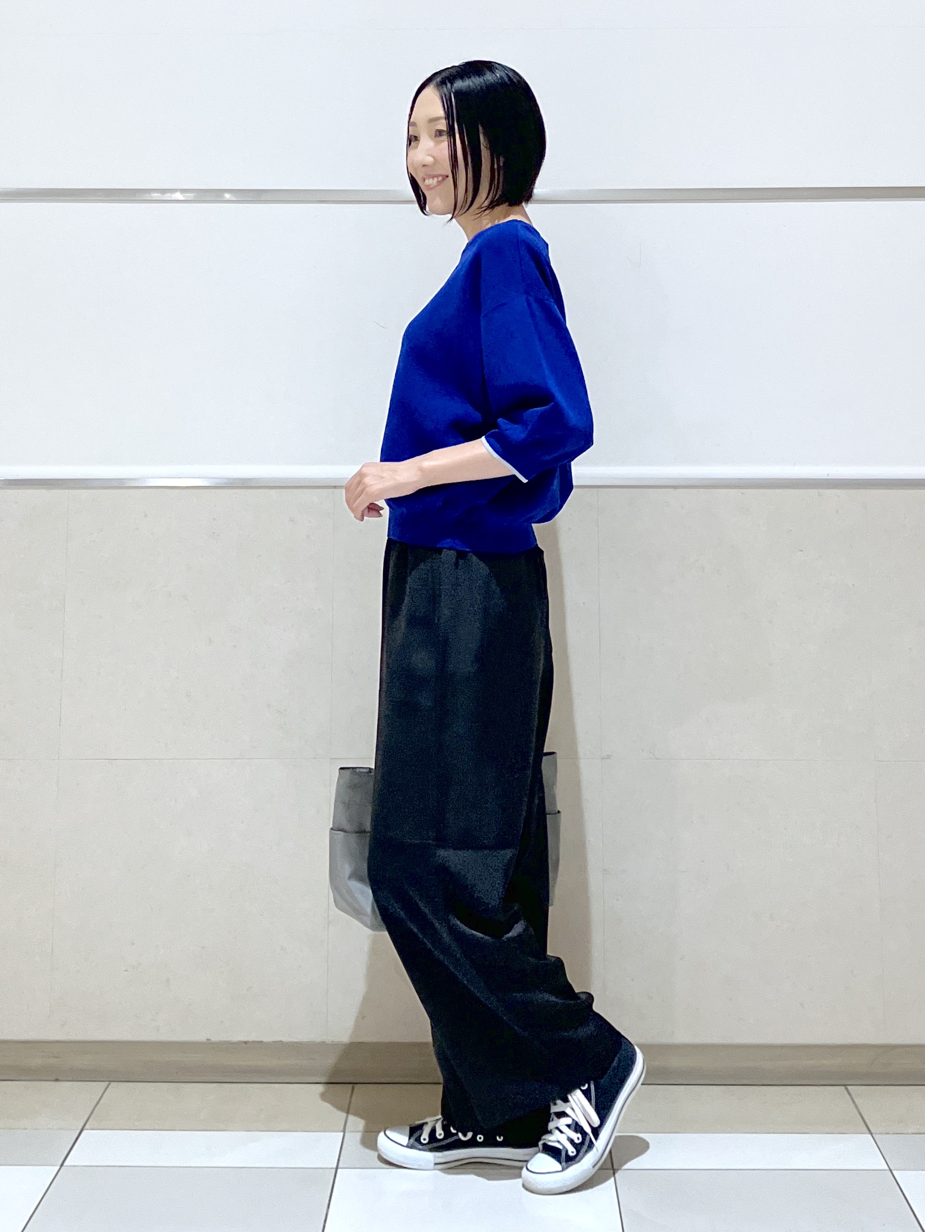 eriko さんの「Dessin｜【高レビュー/UVカット/洗濯機OK】6分袖配色ニット」を使ったコーディネート