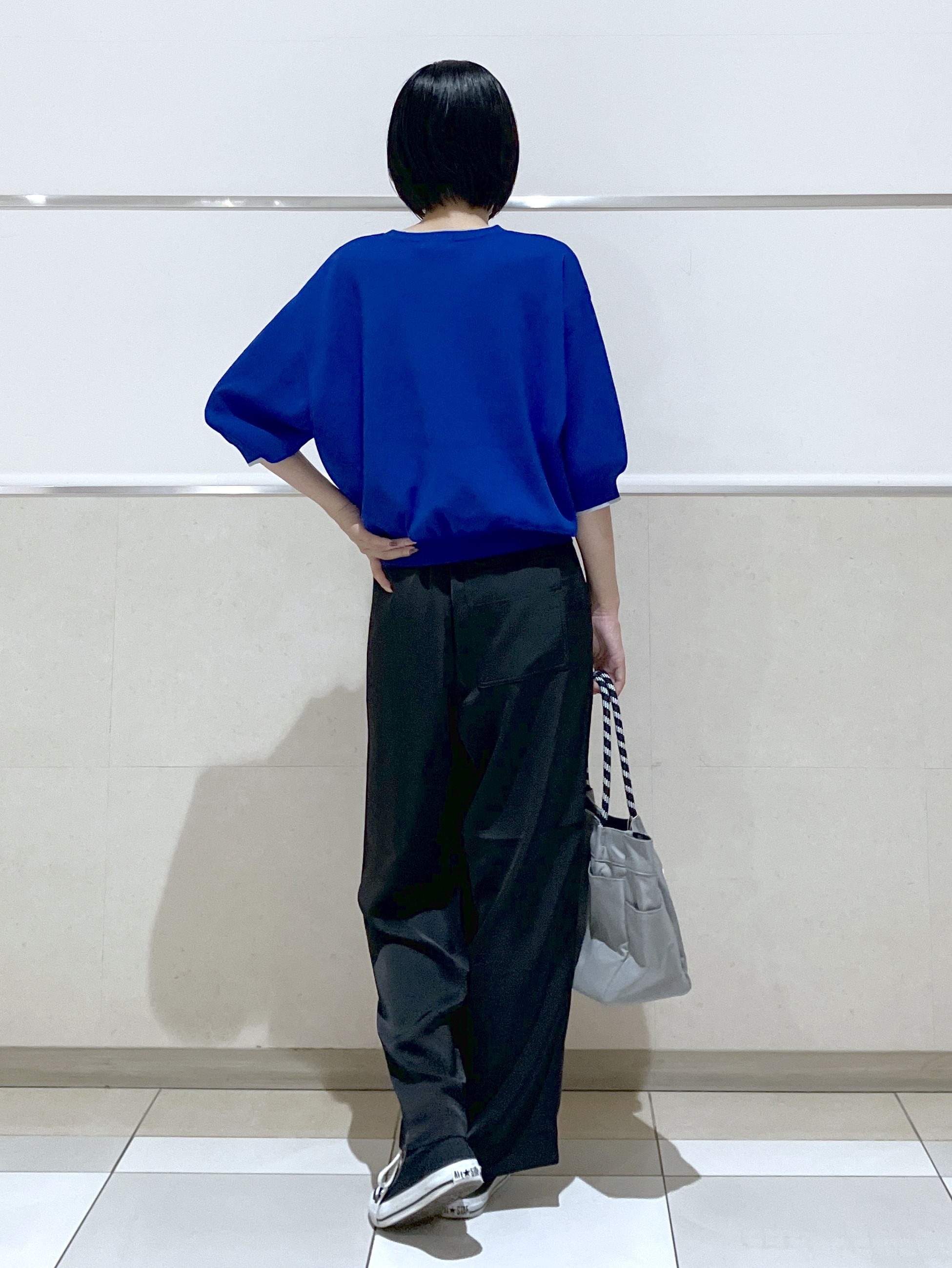 eriko さんの「Dessin｜【高レビュー/UVカット/洗濯機OK】6分袖配色ニット」を使ったコーディネート