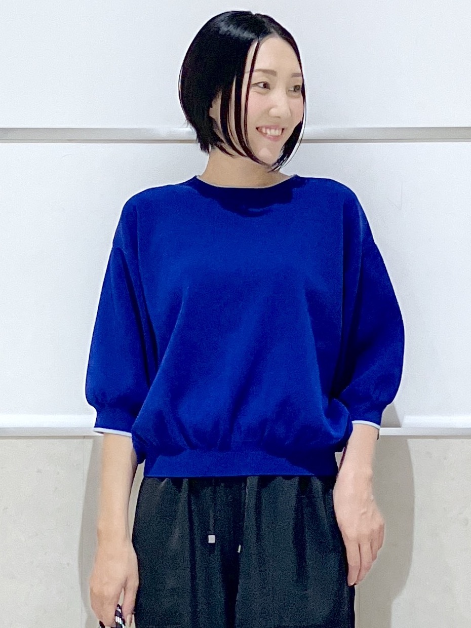 eriko さんの「Dessin｜【高レビュー/UVカット/洗濯機OK】6分袖配色ニット」を使ったコーディネート