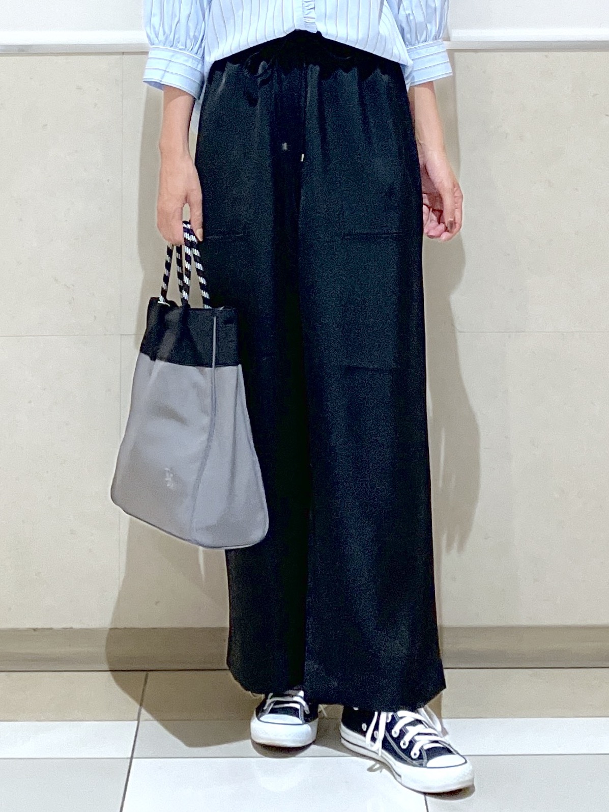 eriko さんの「Dessin｜【UVカット】ストライプフリルブラウス6分袖」を使ったコーディネート