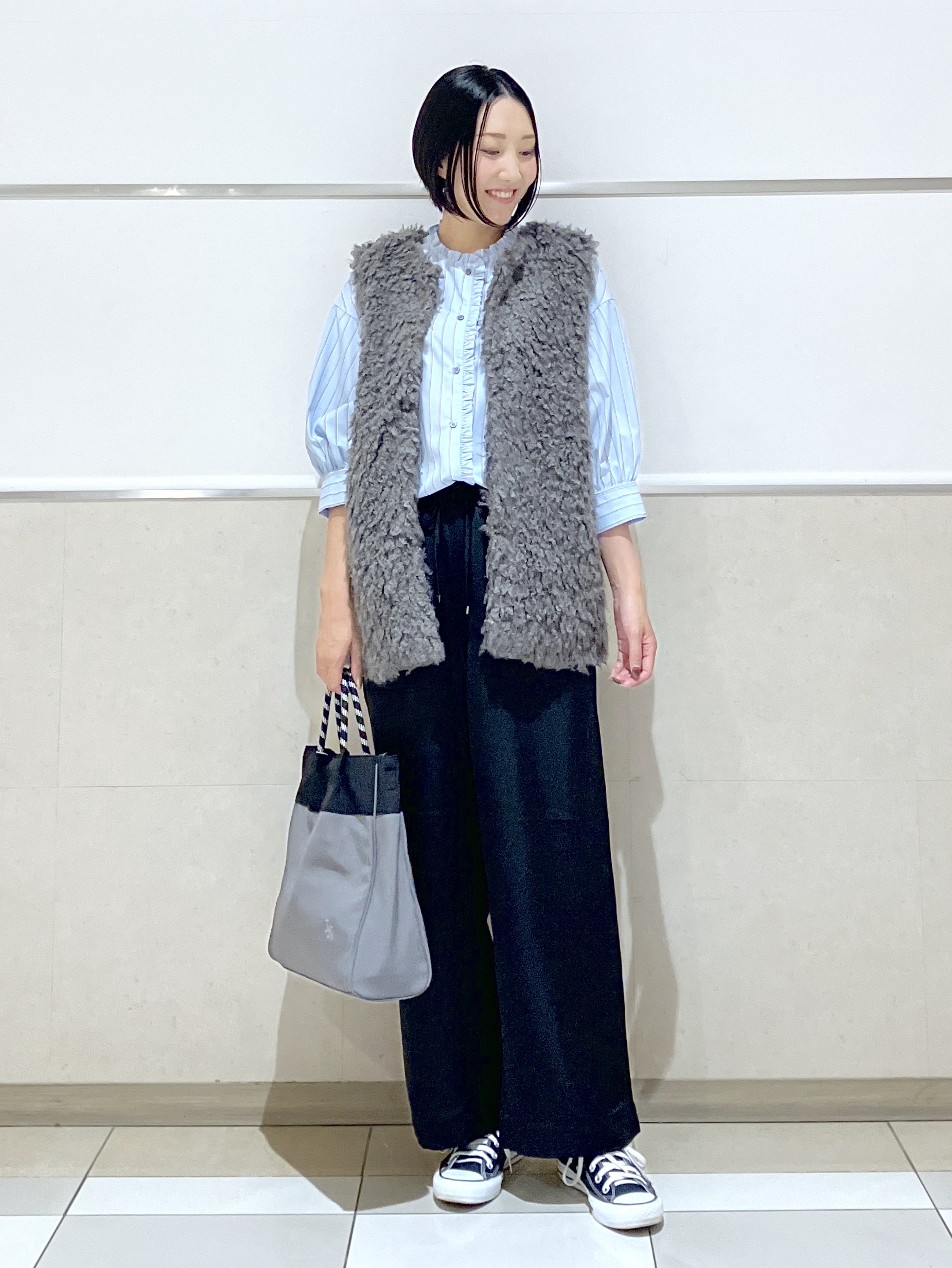 eriko さんの「Dessin｜【UVカット】ストライプフリルブラウス6分袖」を使ったコーディネート
