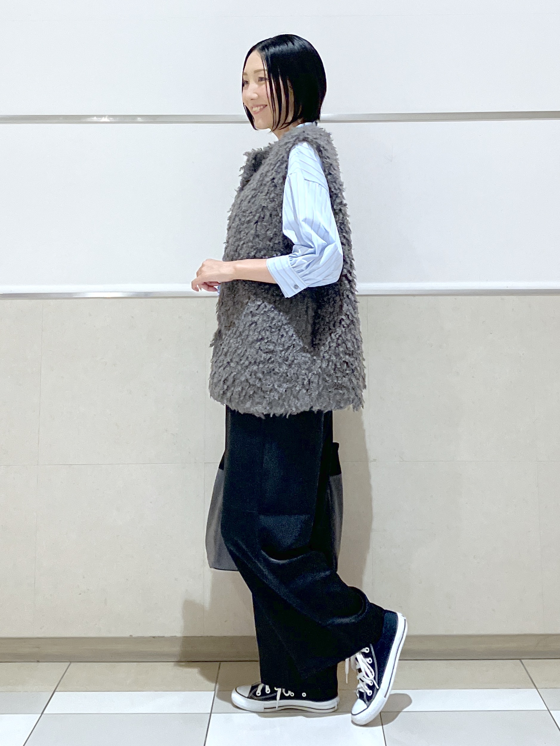 eriko さんの「Dessin｜【UVカット】ストライプフリルブラウス6分袖」を使ったコーディネート