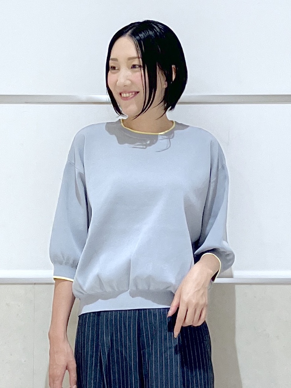 eriko さんの「Dessin｜【UVカット/マシンウォッシャブル】6分袖配色ニット」を使ったコーディネート