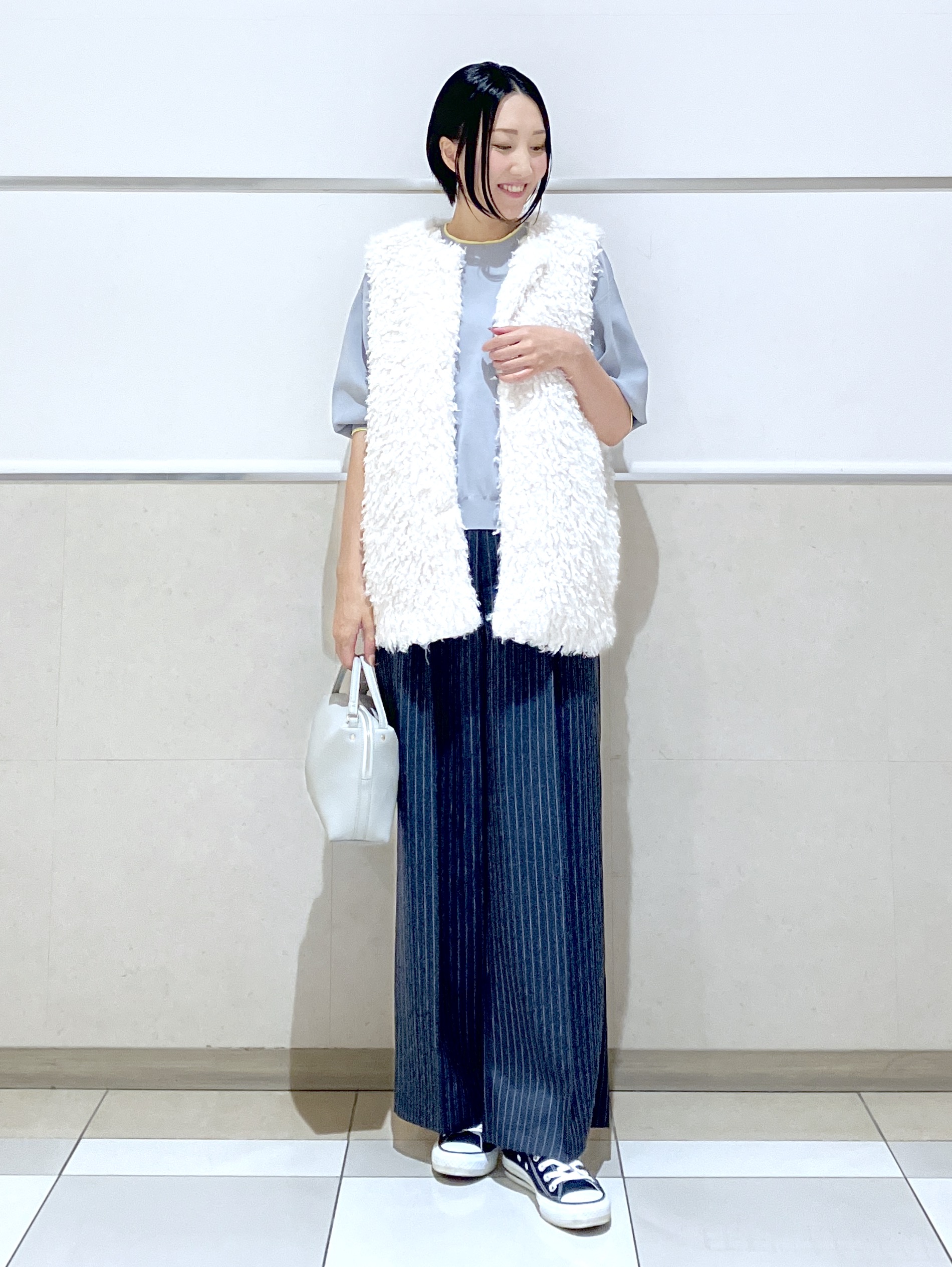eriko さんの「Dessin｜【UVカット/マシンウォッシャブル】6分袖配色ニット」を使ったコーディネート