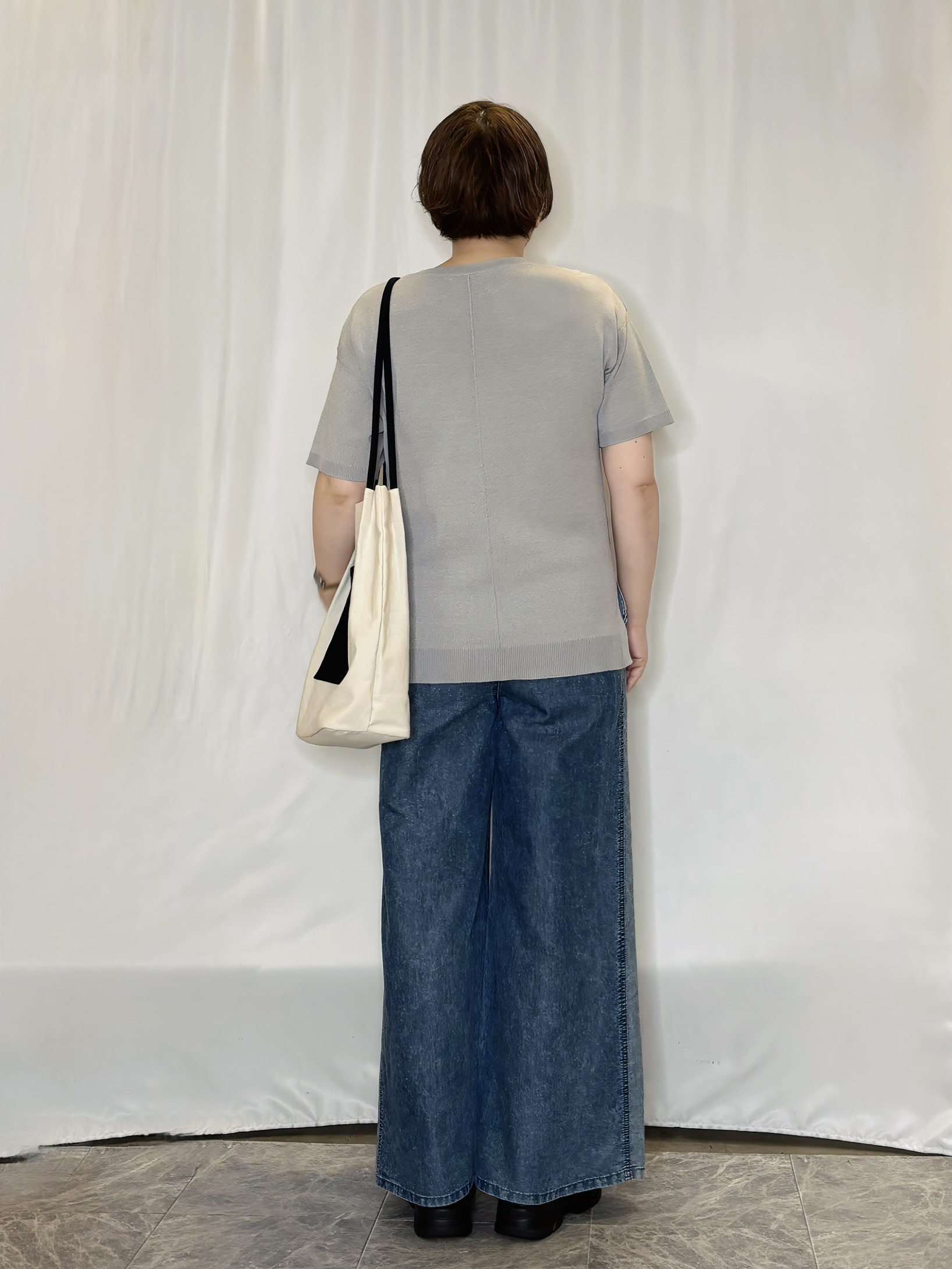 たみさんの「SHOO･LA･RUE｜【UV/洗濯機可/S-LL】毛玉になりにくい シャツレイヤード風でこなれ見え 半袖ニット」を使ったコーディネート