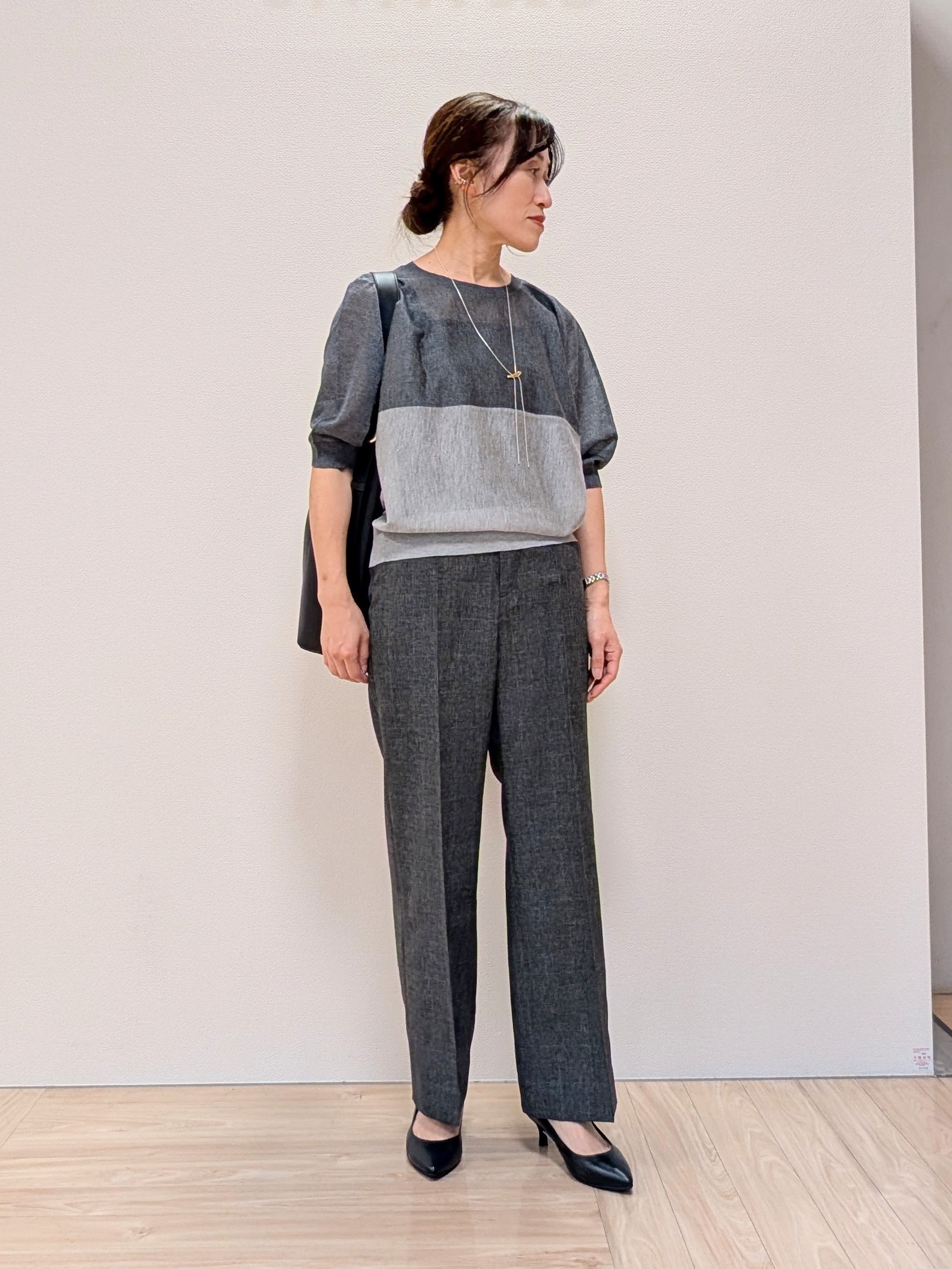 Rieさんの「UNTITLED｜【体型カバー／洗える】シアードルマンニット」を使ったコーディネート