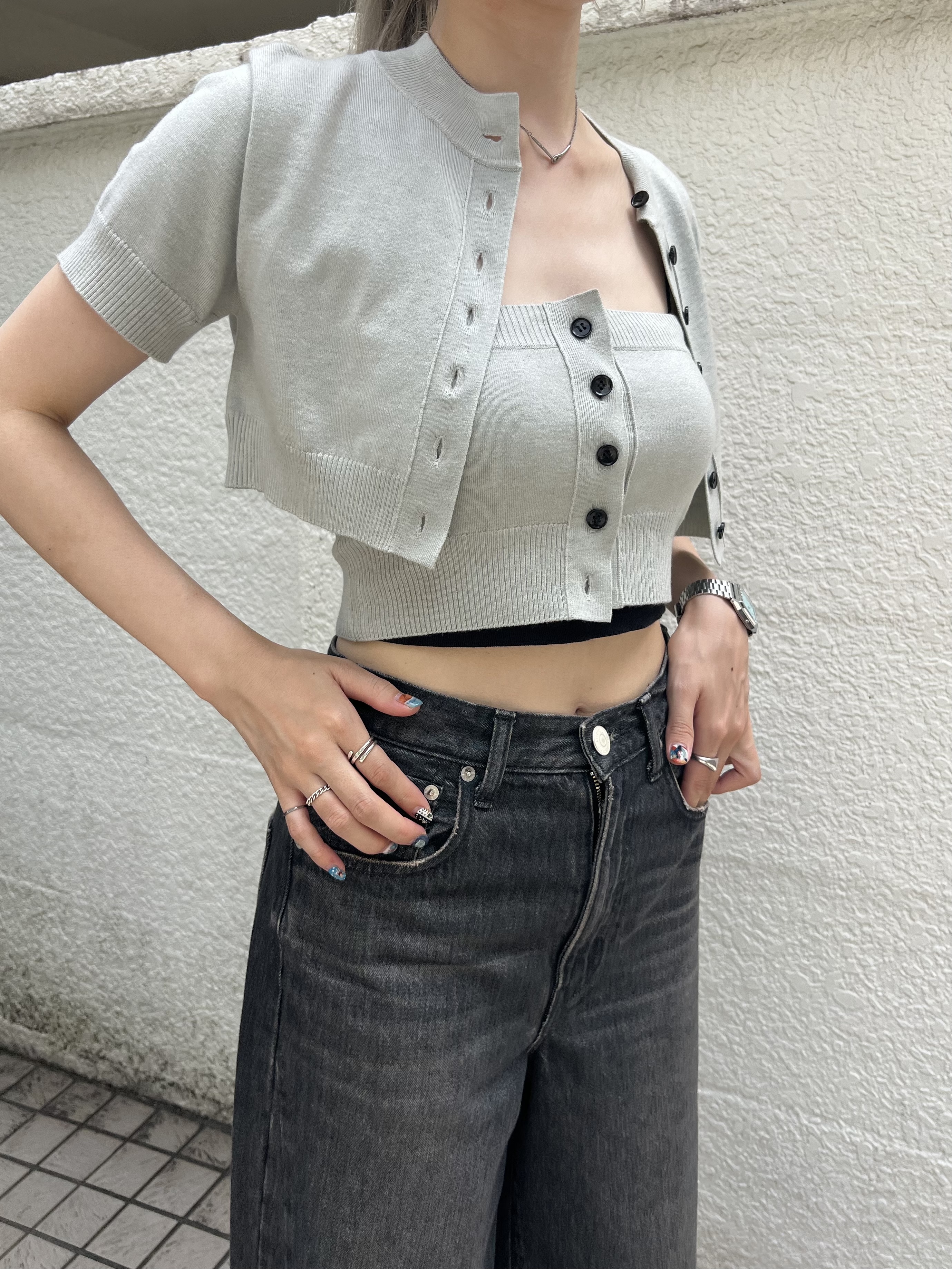 honoka Aさんの「CODE A｜modular button knit cardigan」を使ったコーディネート