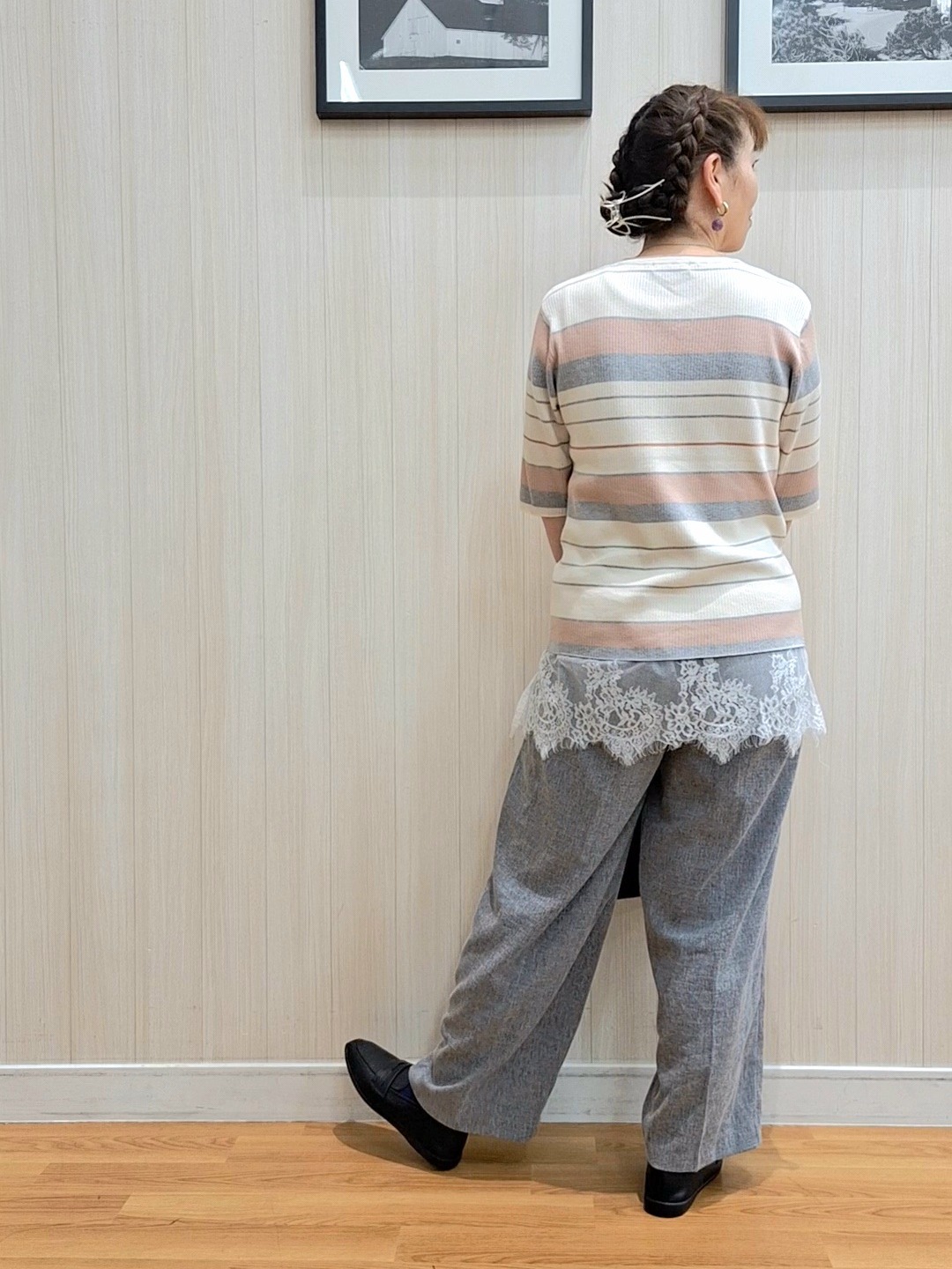 Saoさんの「SHOO･LA･RUE｜【S-LL】オンオフ着られる マルチボーダーリブニット」を使ったコーディネート
