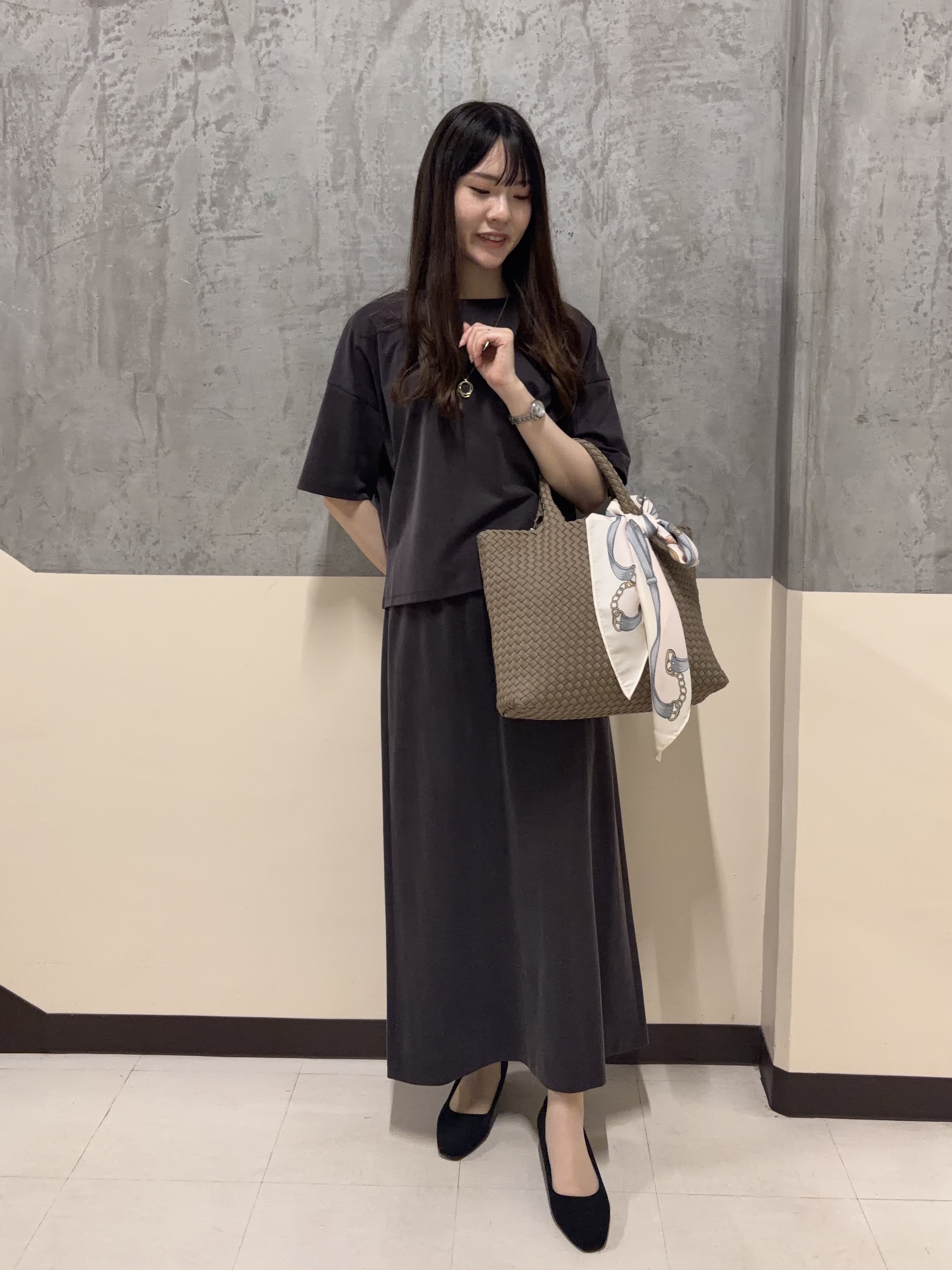 mayuさんの「UNTITLED｜【秋めきリラクシー/セットアップ可】ヴィンテージライク ロングスカート」を使ったコーディネート