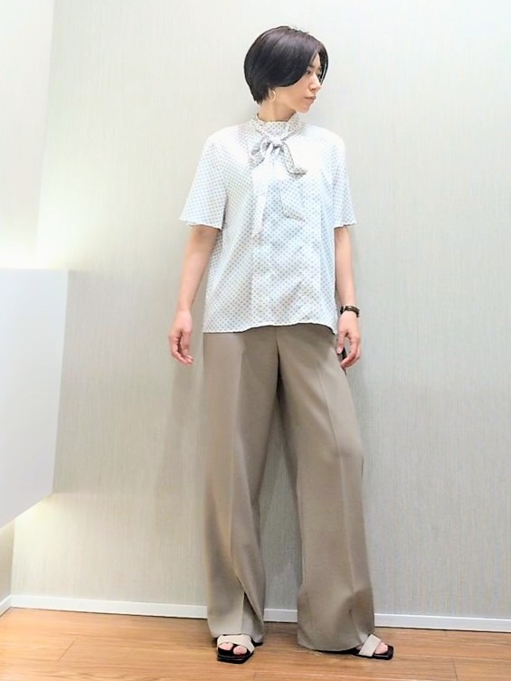 ミズタさんの「UNTITLED｜【通勤オフィス/スーツインナー】ダイヤジオメプリントブラウス」を使ったコーディネート
