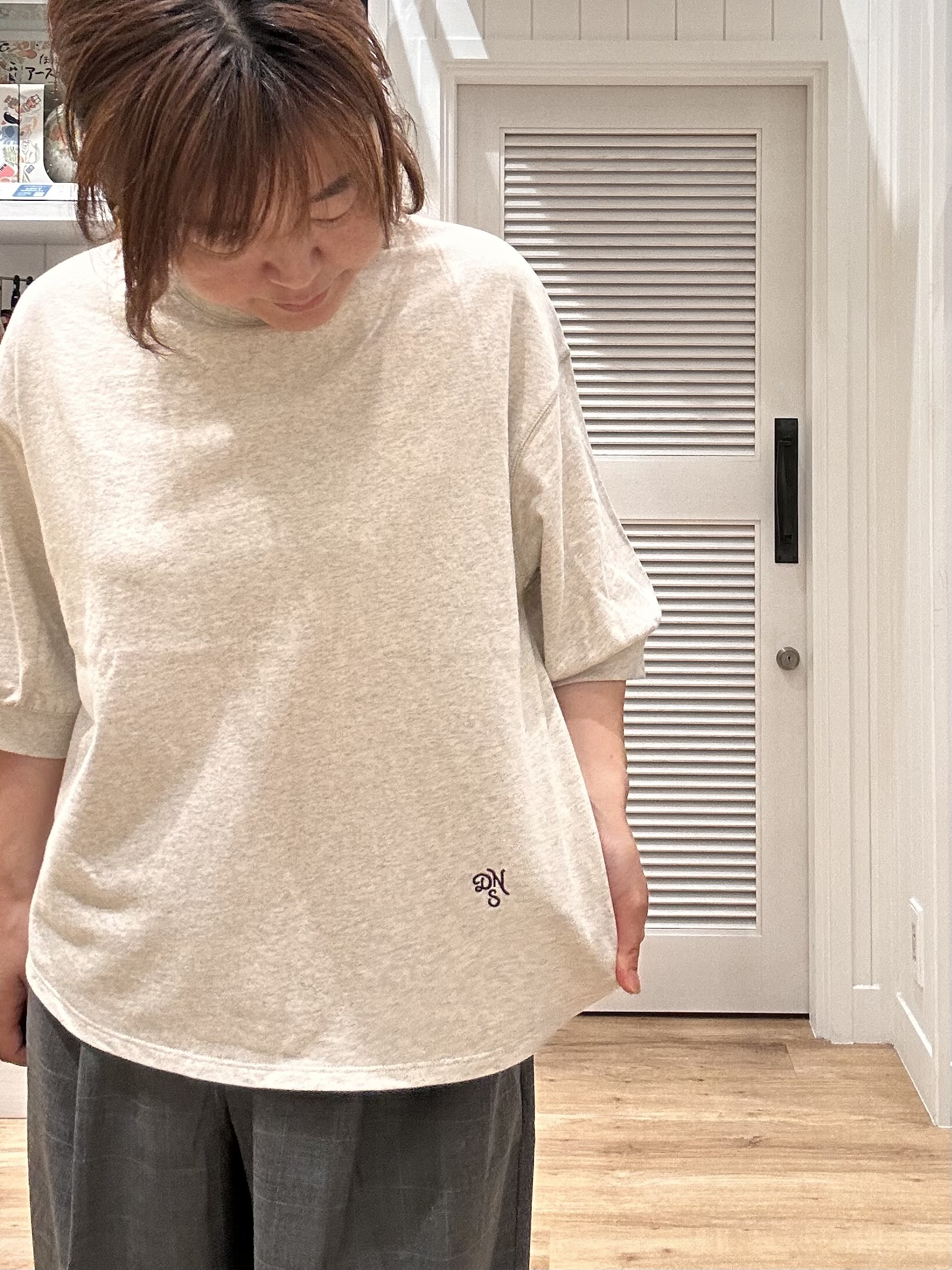 Aiさんの「Dessin｜【洗える/XS-L】バックヘンリーミニ裏毛 5分袖」を使ったコーディネート