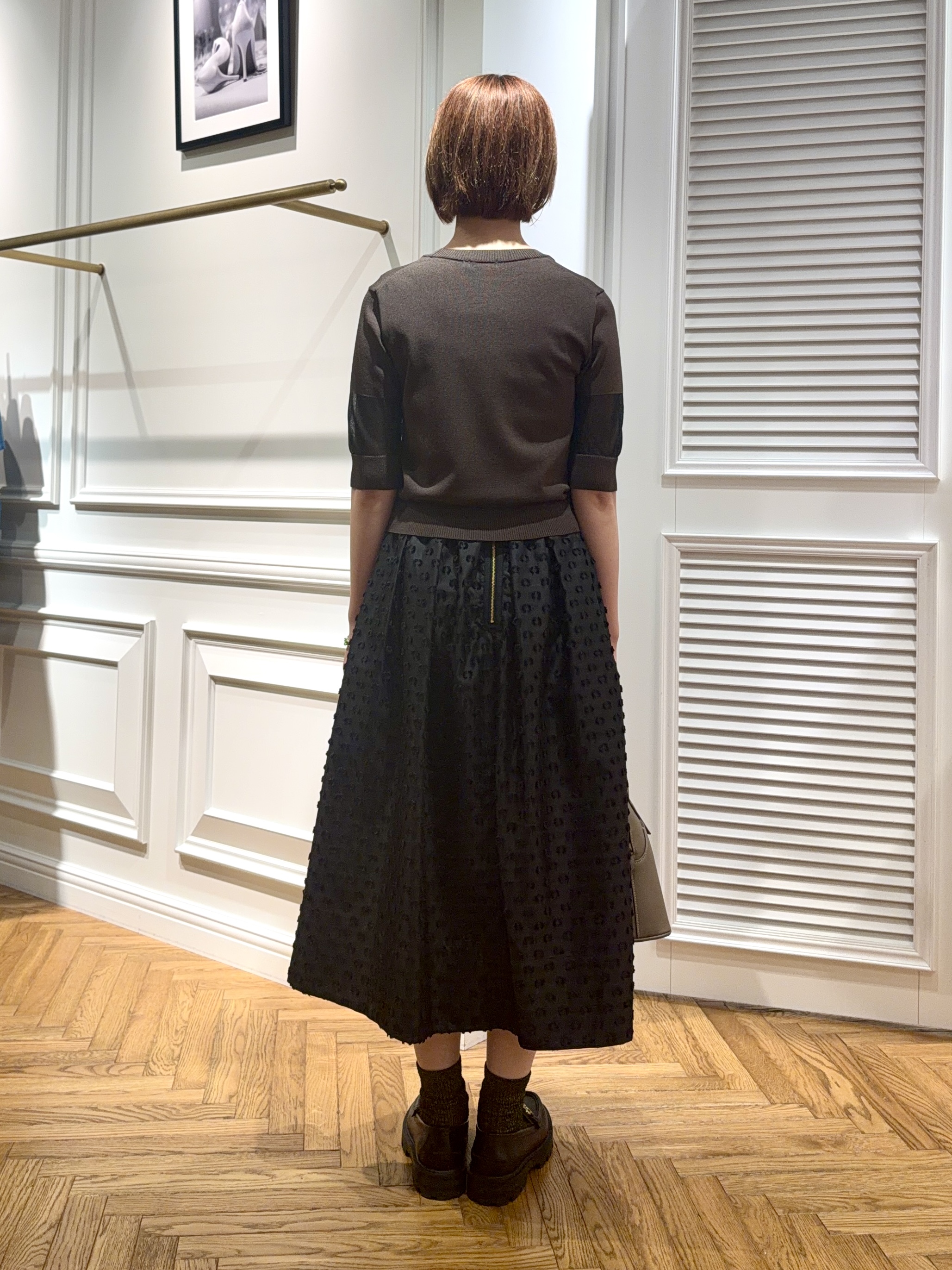 renaさんの「DRESSTERIOR｜【日本製/シアー素材】ウォッシャブルニット ハーフスリーブプルオーバー」を使ったコーディネート