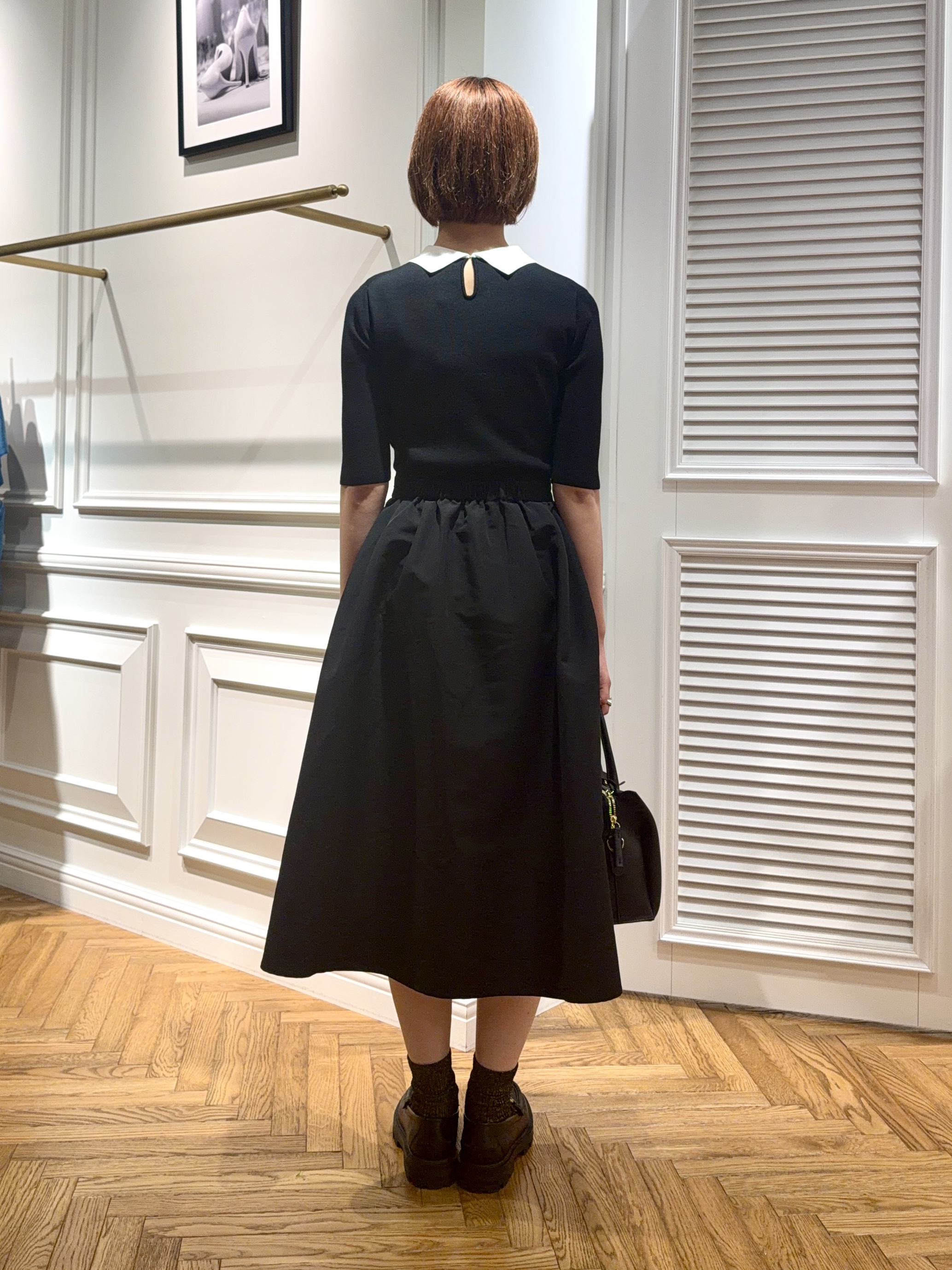 renaさんの「DRESSTERIOR｜バイカラーニットコンビワンピース」を使ったコーディネート
