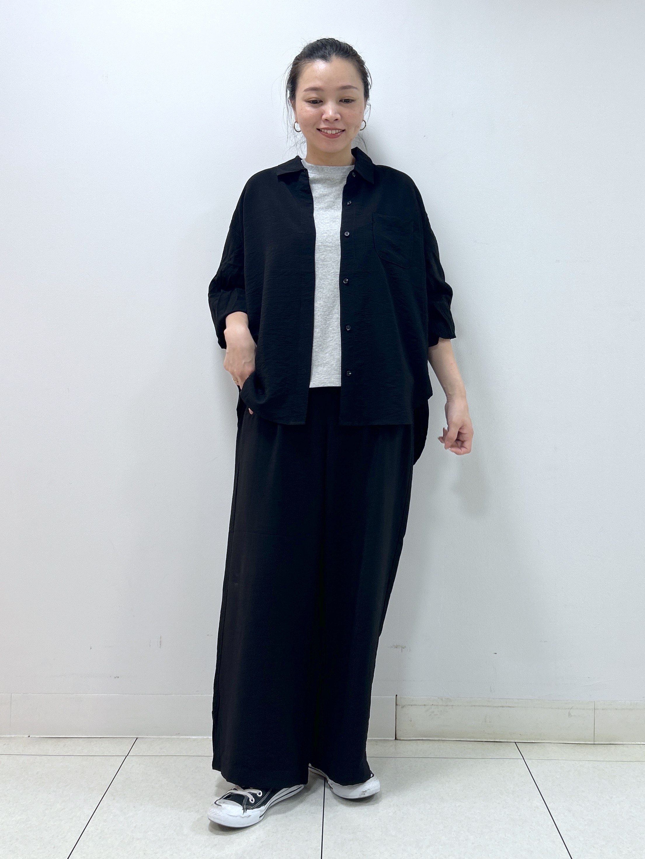 Kaiさんの「Dessin｜【高レビュー/洗える/XS-L】バックヘンリーミニ裏毛 5分袖」を使ったコーディネート