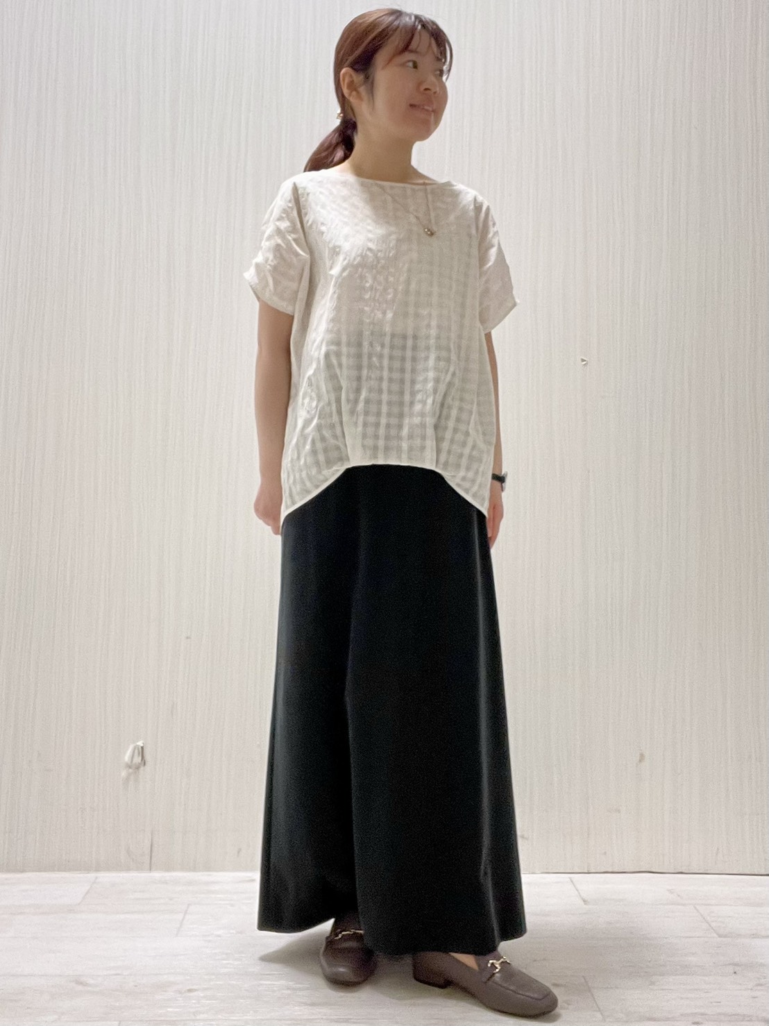 Mさんの「UNTITLED｜【秋めきシャツ/体型カバー】シアーチェックブラウス」を使ったコーディネート