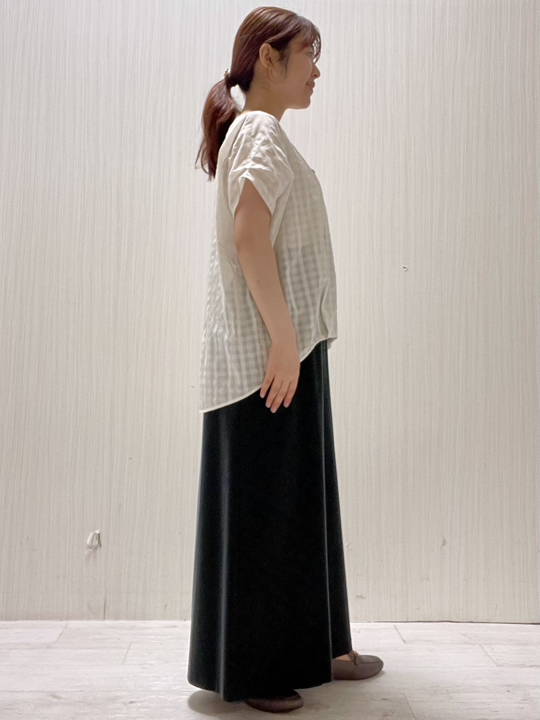 Mさんの「UNTITLED｜【秋めきシャツ/体型カバー】シアーチェックブラウス」を使ったコーディネート