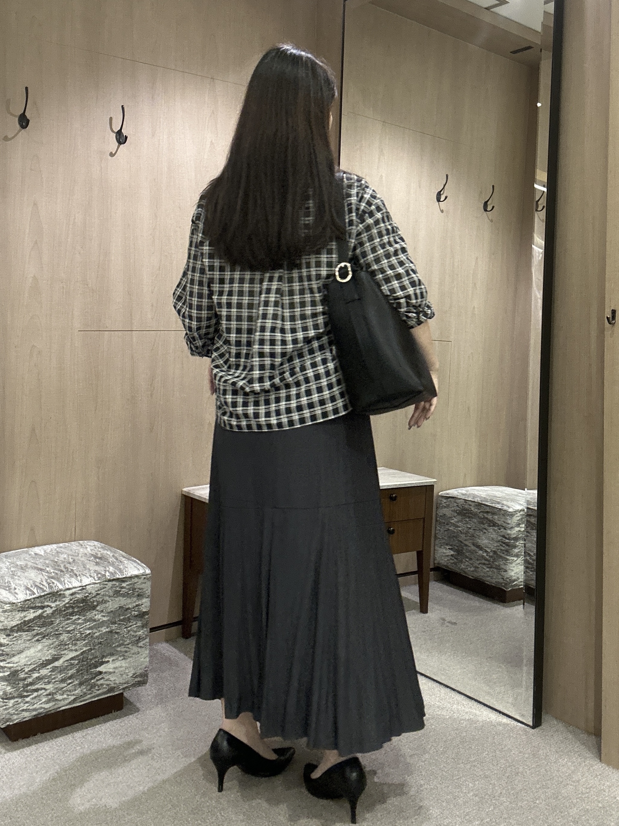 YURIさんの「UNTITLED｜【秋映え/羽織り】シアーチェックシャツブラウス」を使ったコーディネート
