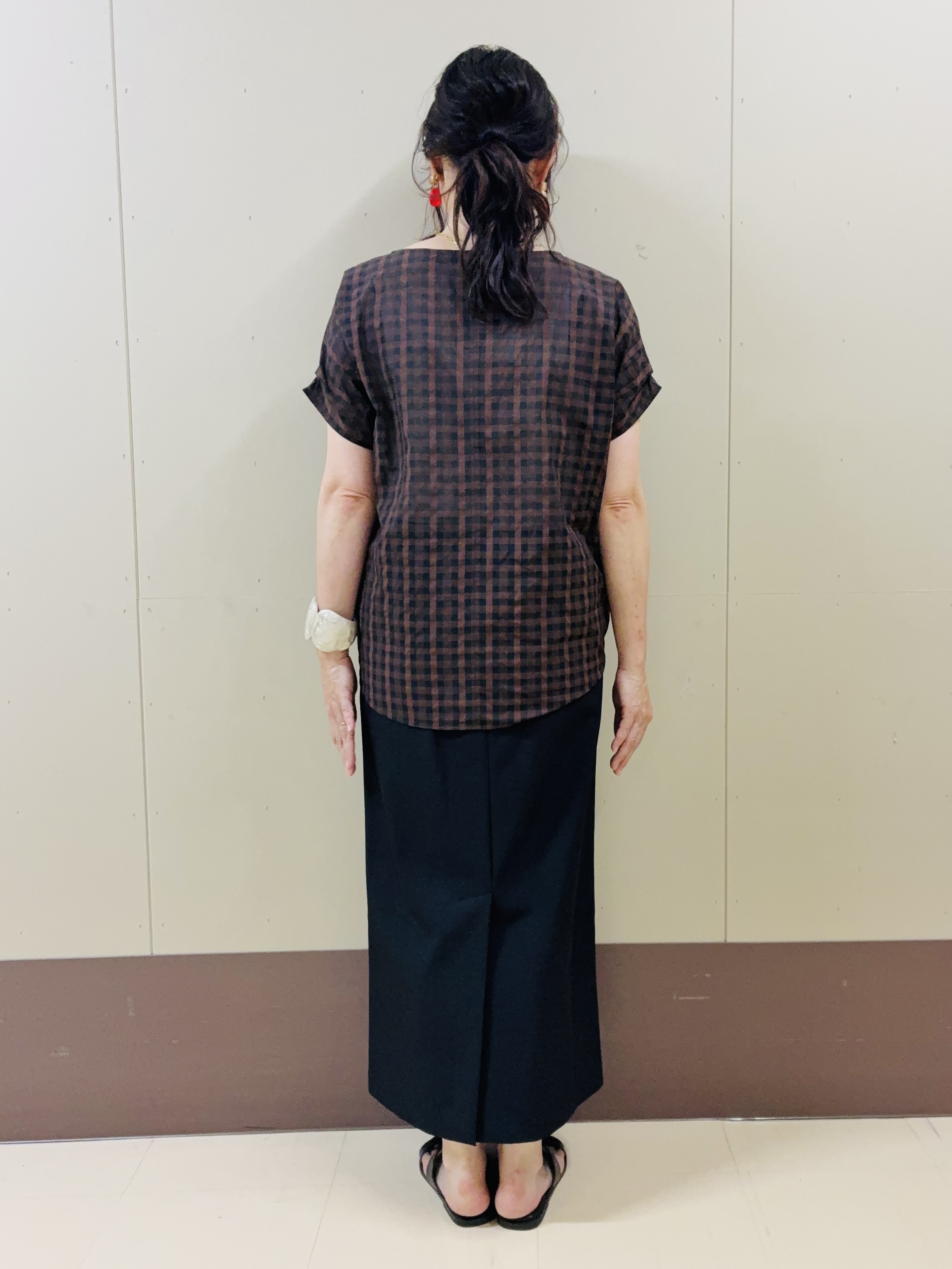 Noriさんの「UNTITLED｜【秋めきシャツ/体型カバー】シアーチェックブラウス」を使ったコーディネート