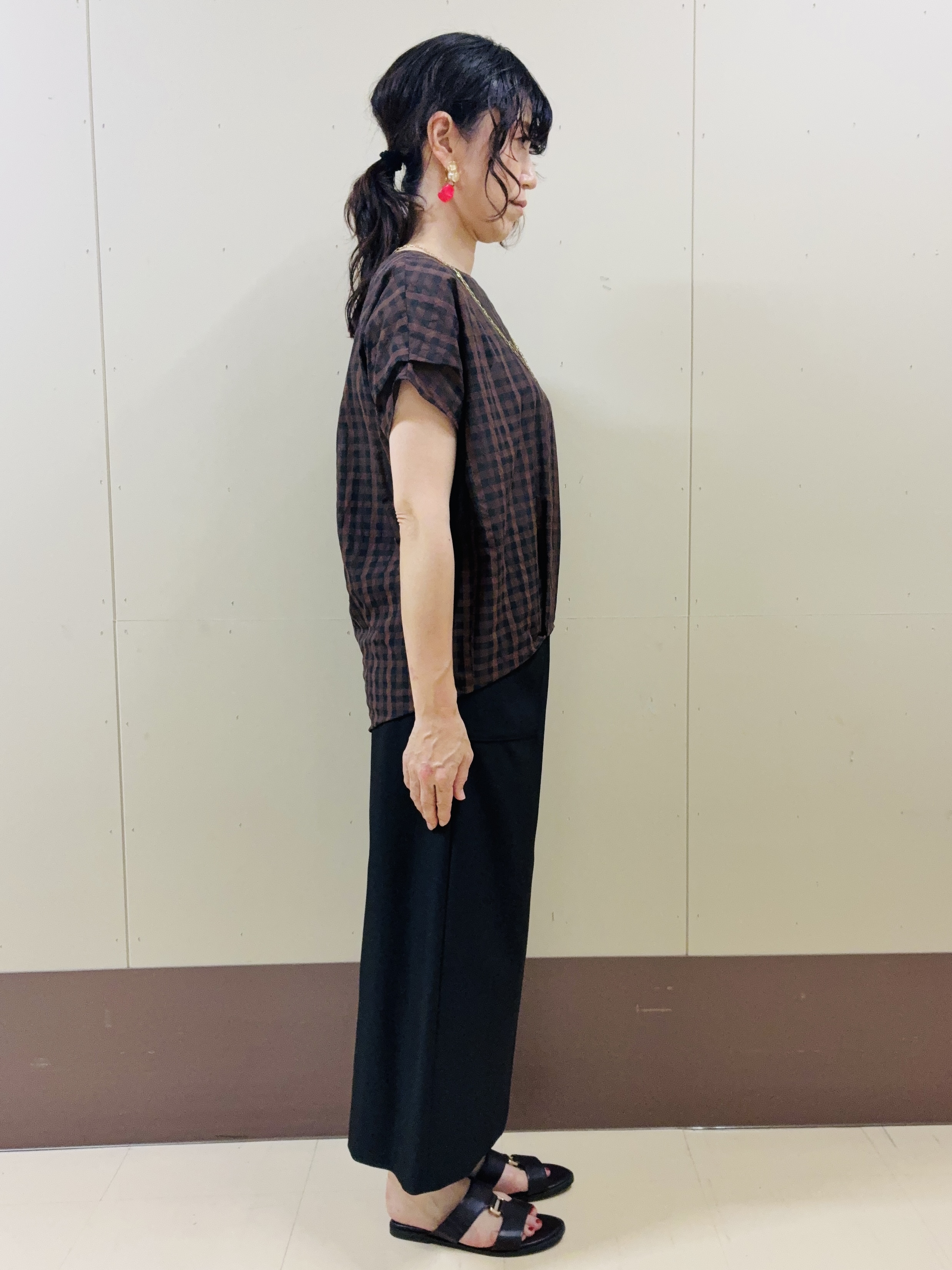 Noriさんの「UNTITLED｜【秋めきシャツ/体型カバー】シアーチェックブラウス」を使ったコーディネート