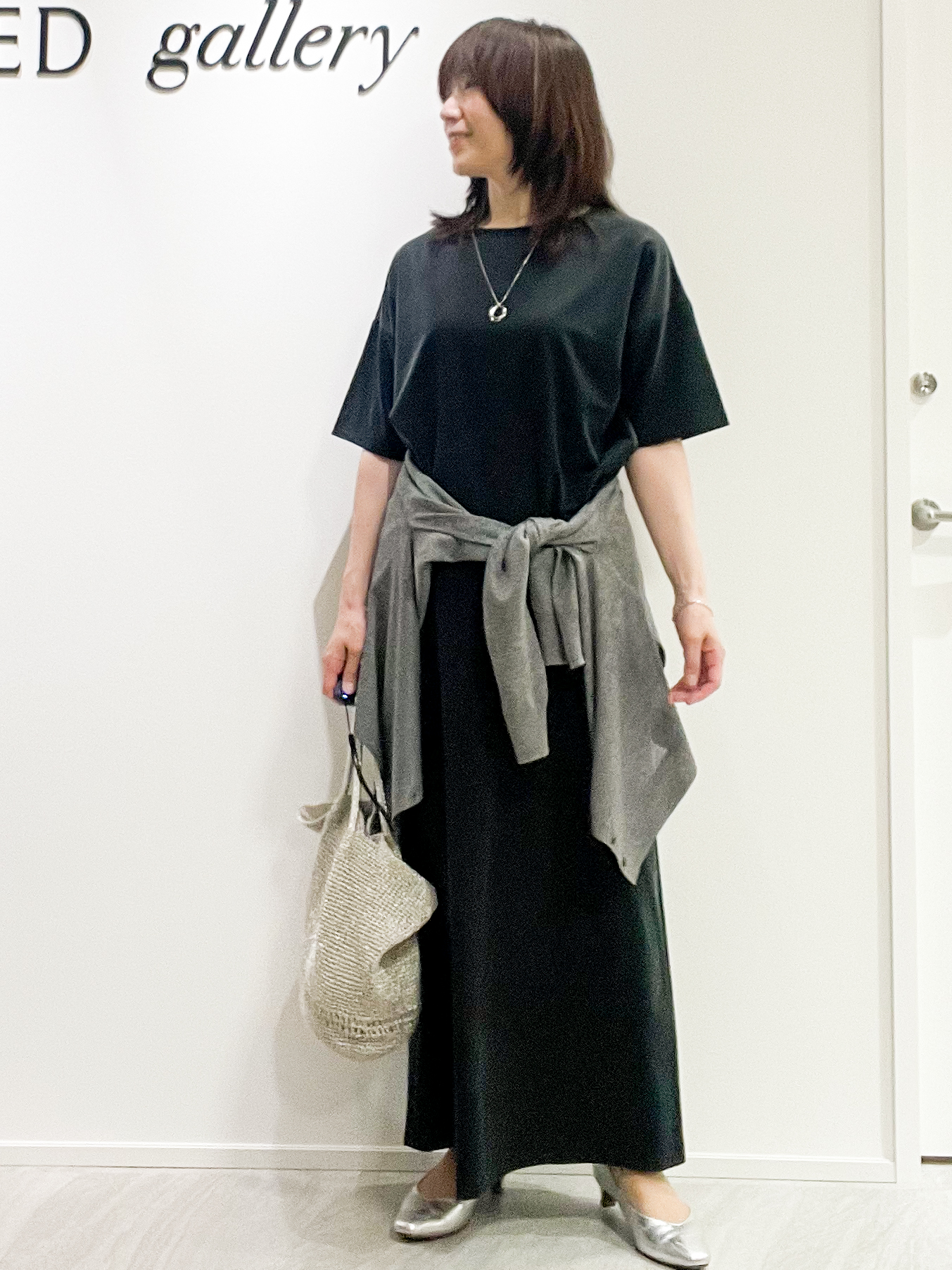 めいさんの「UNTITLED｜【秋めきリラクシー/セットアップ可】ヴィンテージライク ロングスカート」を使ったコーディネート