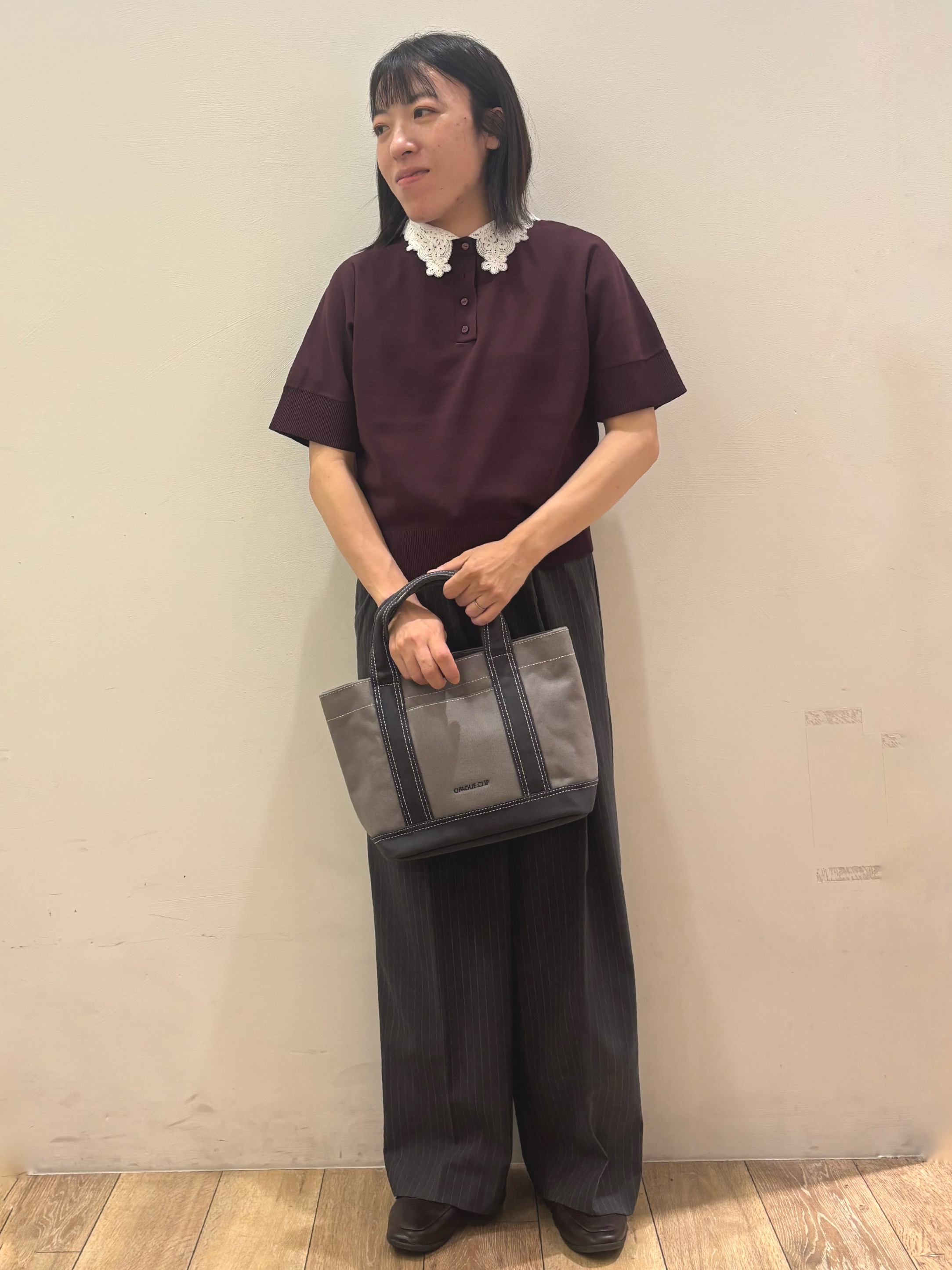 りょうさんの「OPAQUE.CLIP｜2WAY衿ドッキングニット《洗濯機OK》」を使ったコーディネート