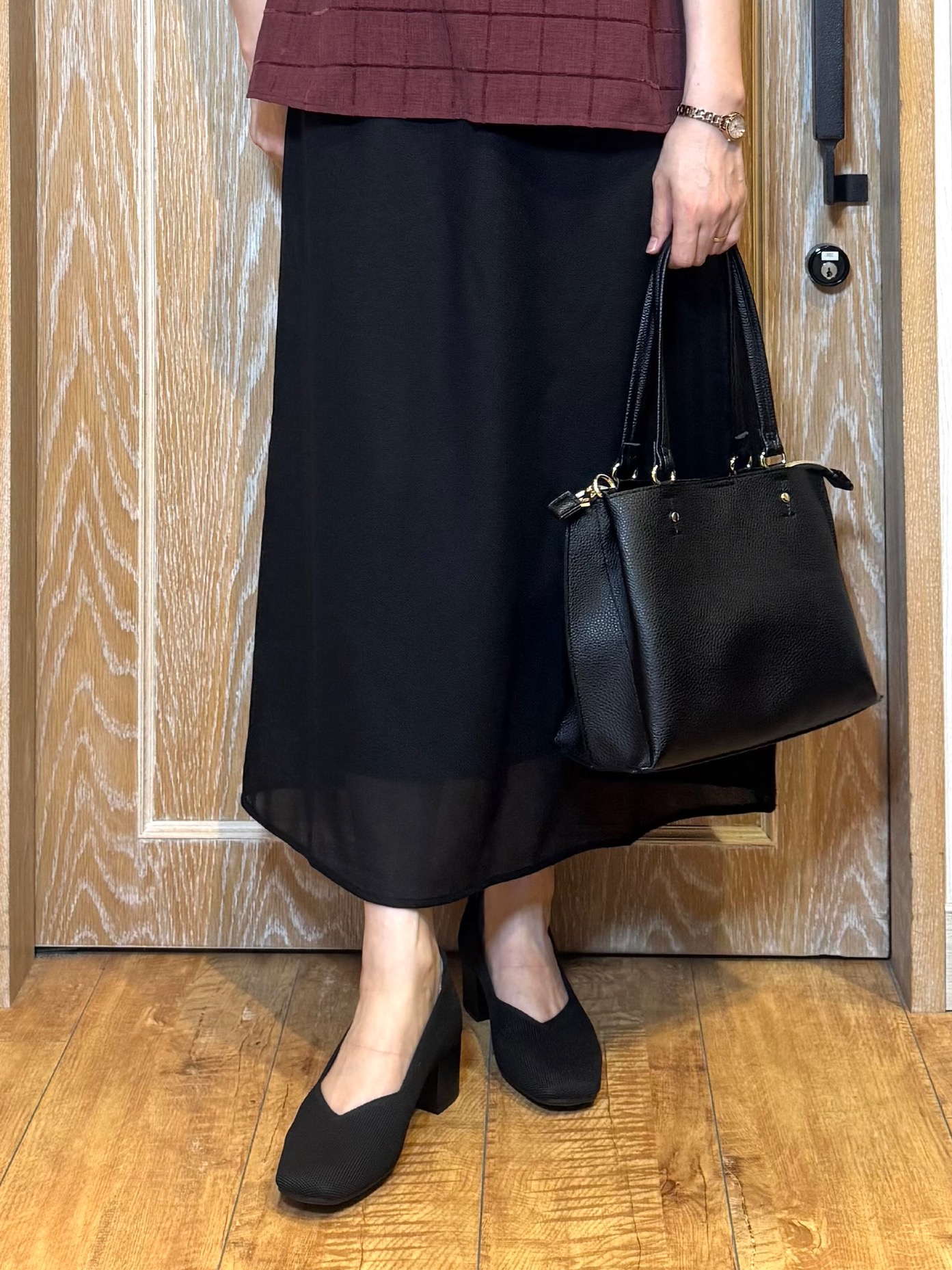 KAORIさんの「SHOO･LA･RUE｜【セットアップ可/S-LL】1枚で秋気分 モールチェックタックスリーブ ブラウス」を使ったコーディネート
