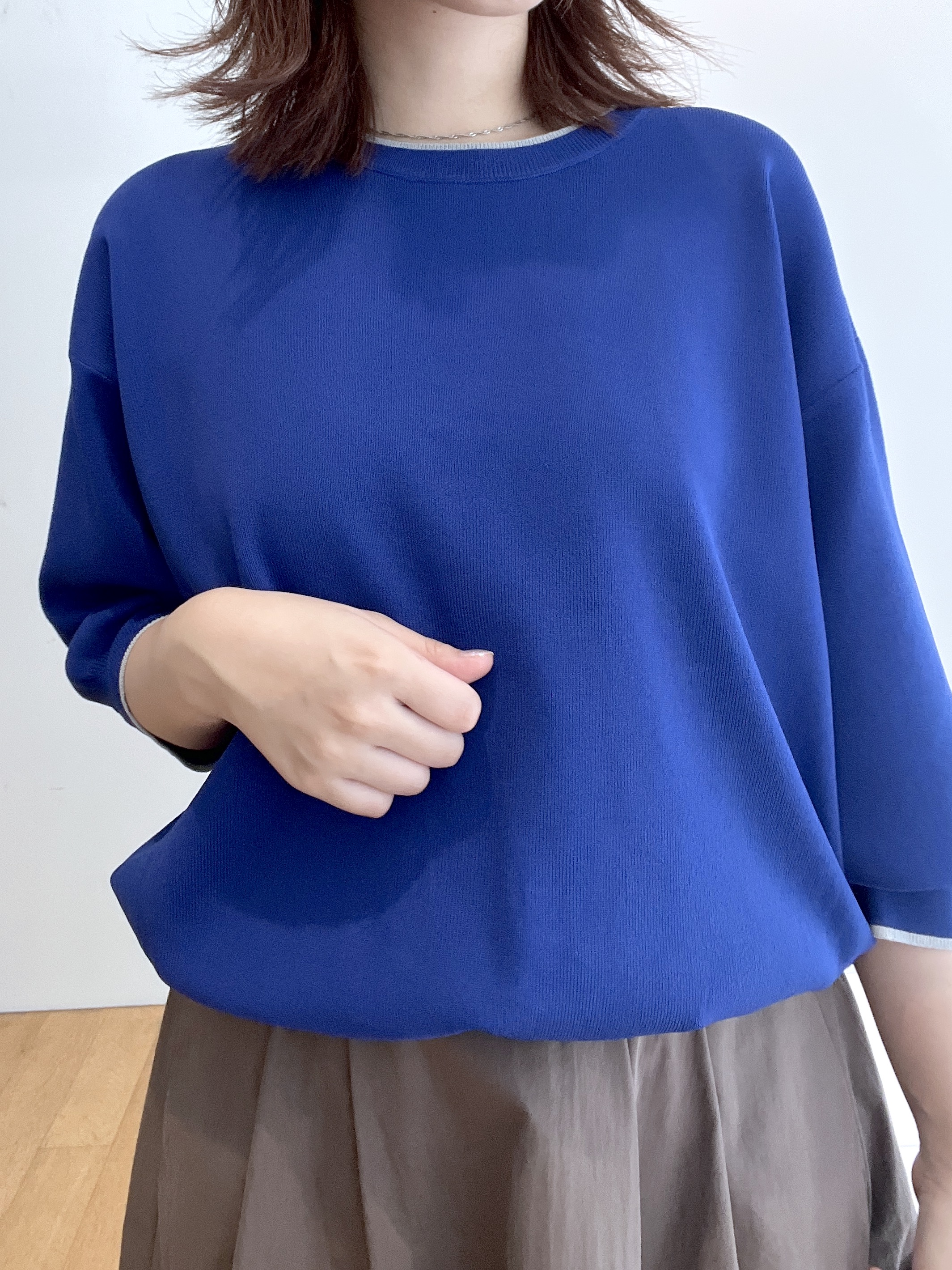 Makinoさんの「Dessin｜【UVカット/洗濯機OK】6分袖配色ニット」を使ったコーディネート