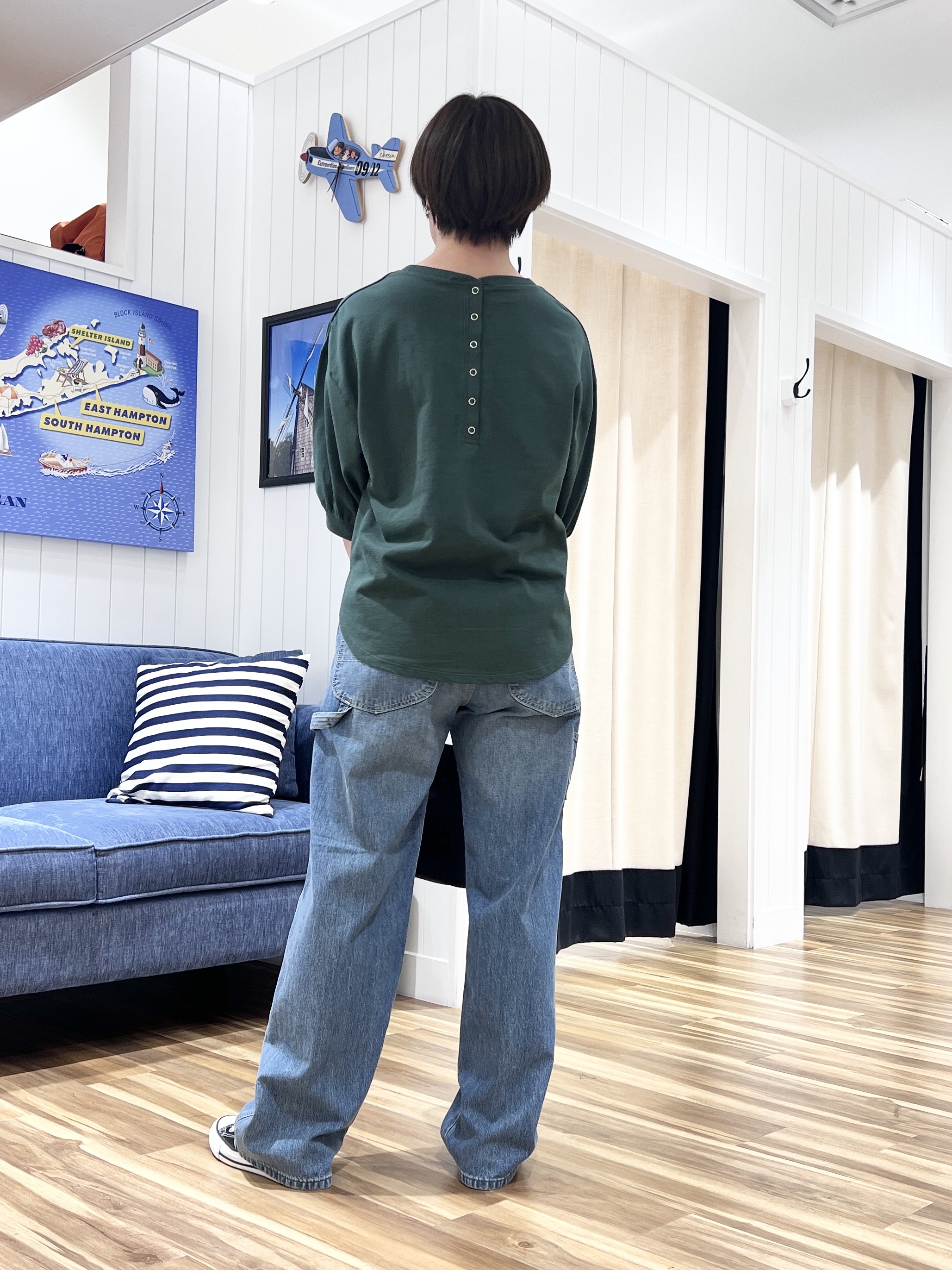 haruさんの「Dessin｜【高レビュー/洗える/XS-L】バックヘンリーミニ裏毛 5分袖」を使ったコーディネート