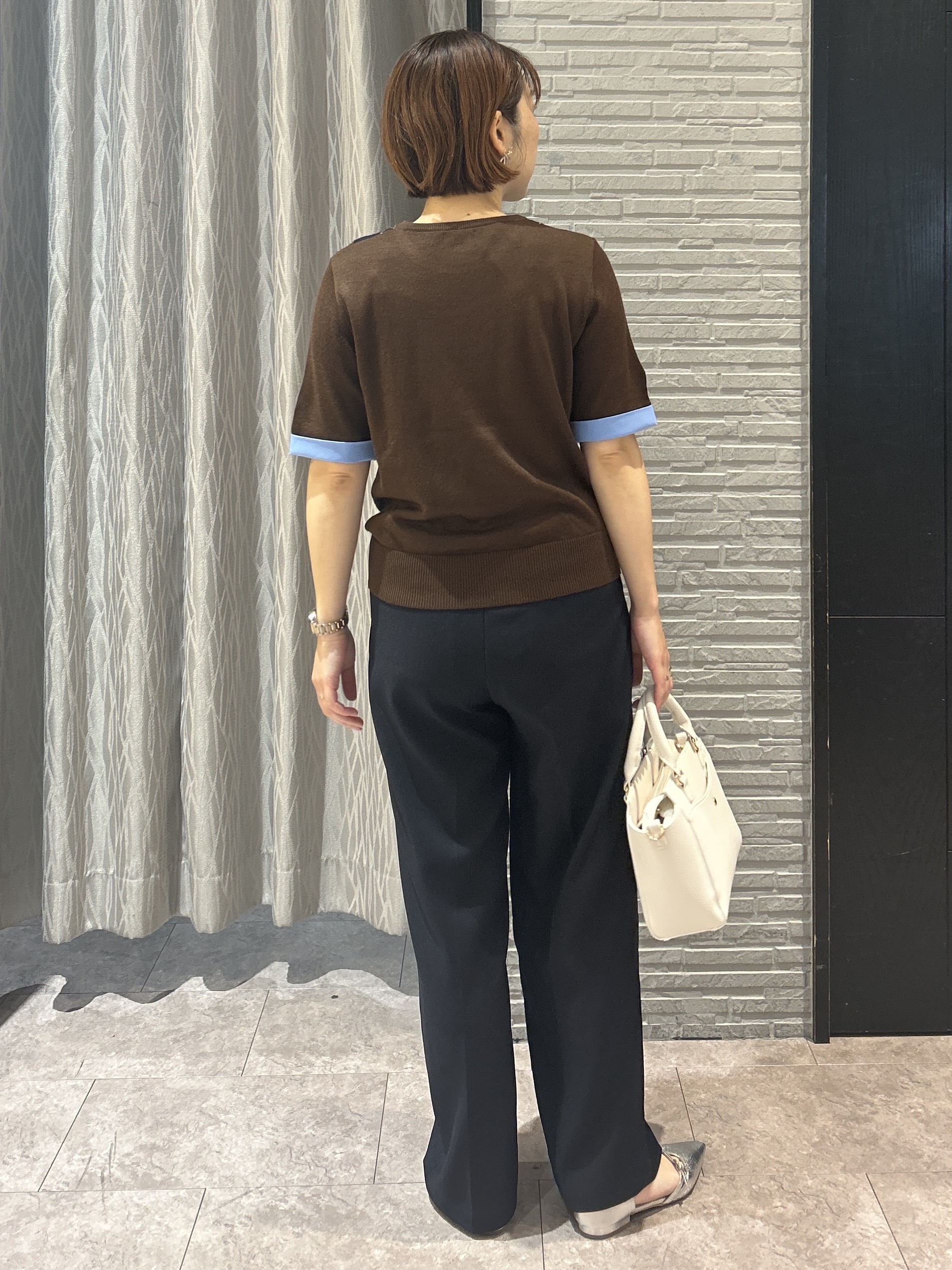 ga_riさんの「THE SHOP TK｜POLO BCS/アーガイル5分袖ニット」を使ったコーディネート