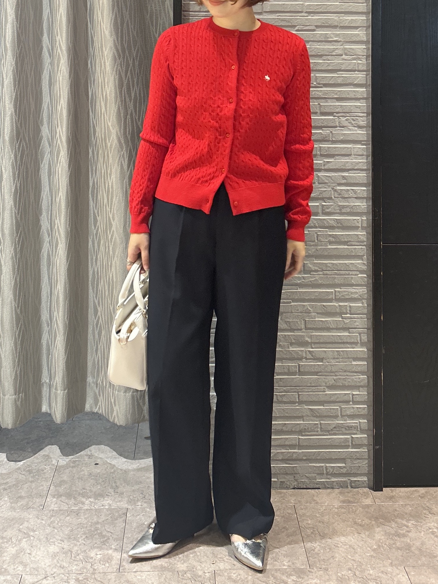 ga_riさんの「THE SHOP TK｜POLO BCS/ケーブルクルーカーディガン」を使ったコーディネート