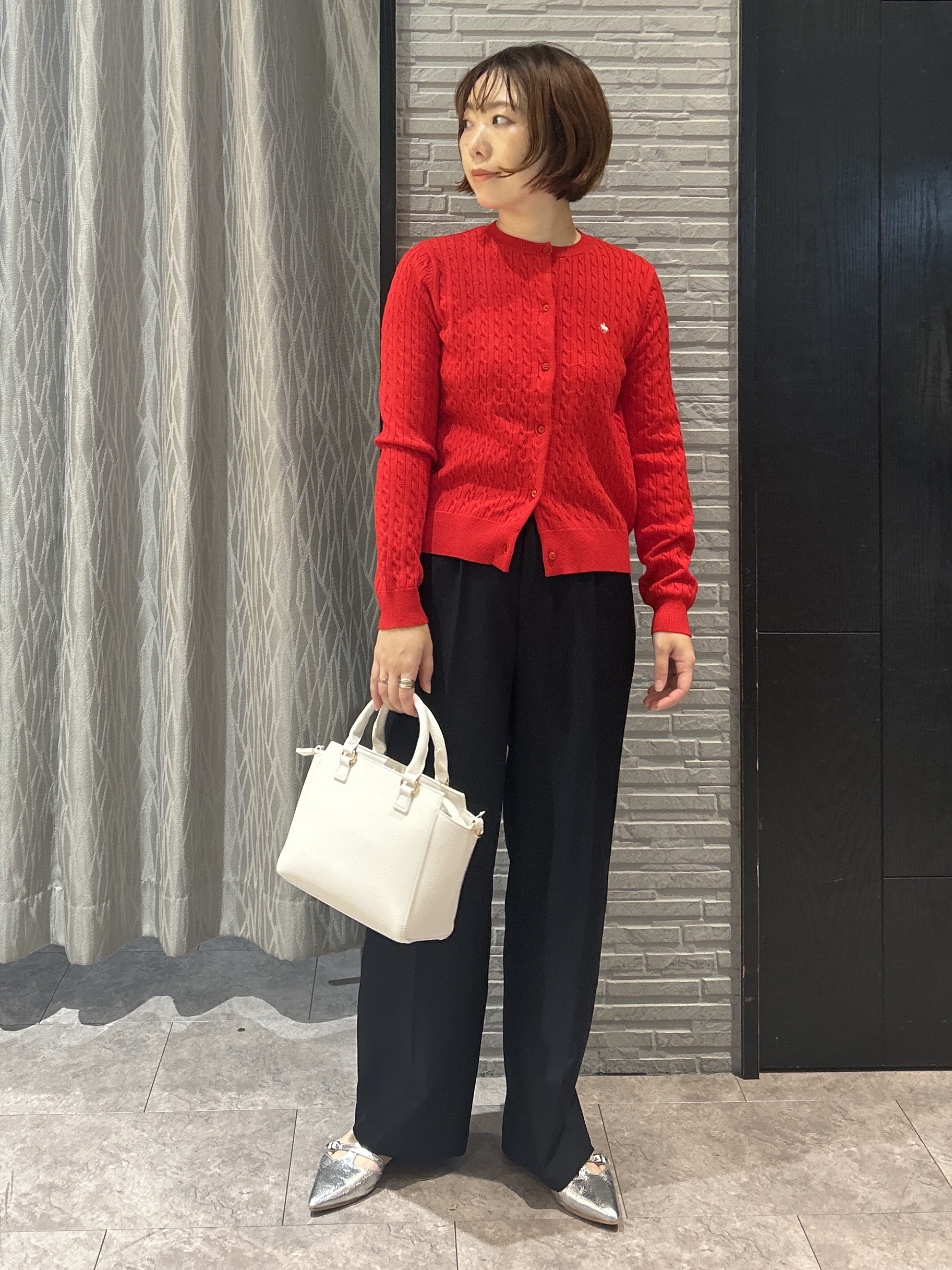 ga_riさんの「THE SHOP TK｜POLO BCS/ケーブルクルーカーディガン」を使ったコーディネート