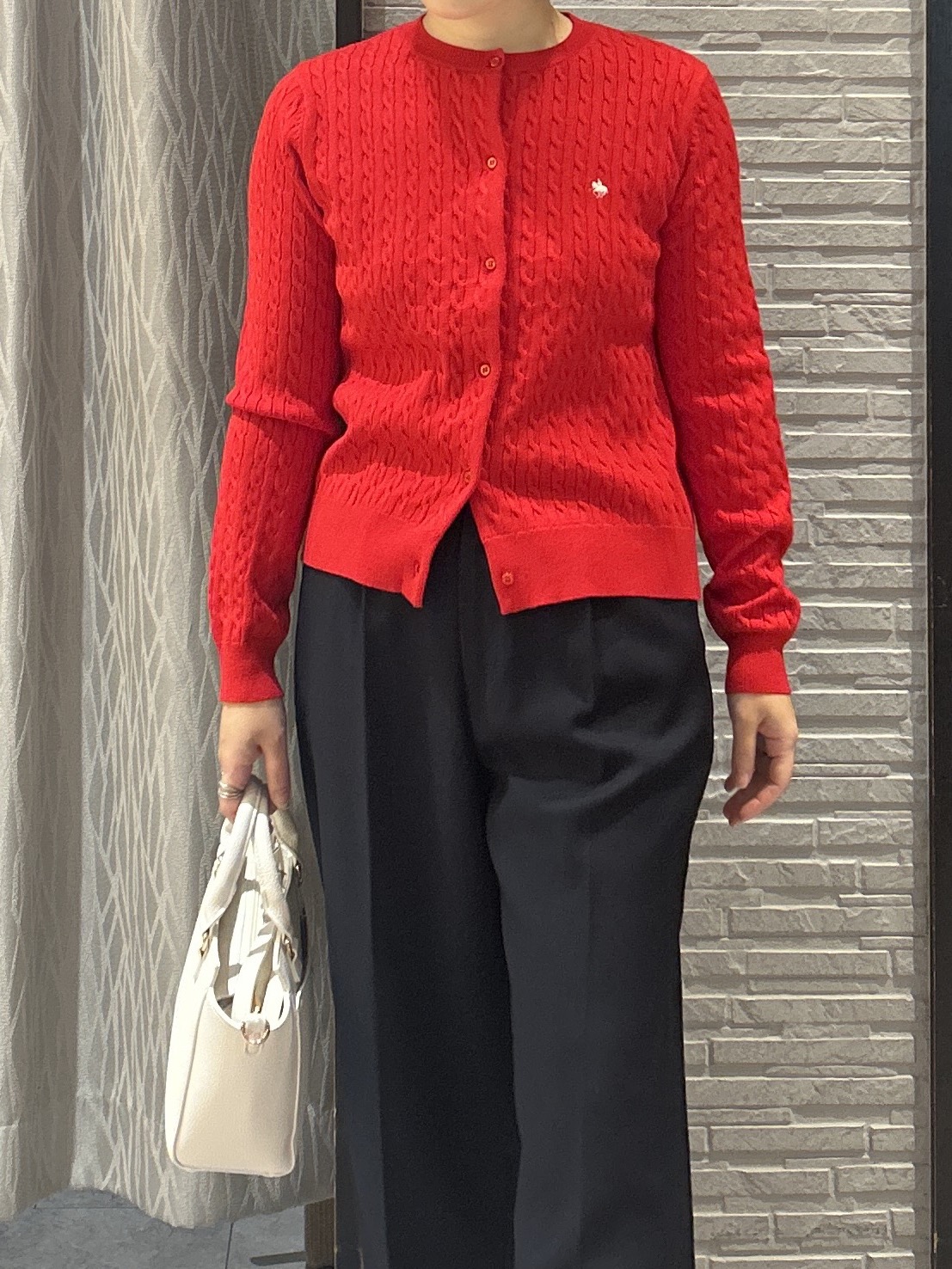 ga_riさんの「THE SHOP TK｜POLO BCS/ケーブルクルーカーディガン」を使ったコーディネート