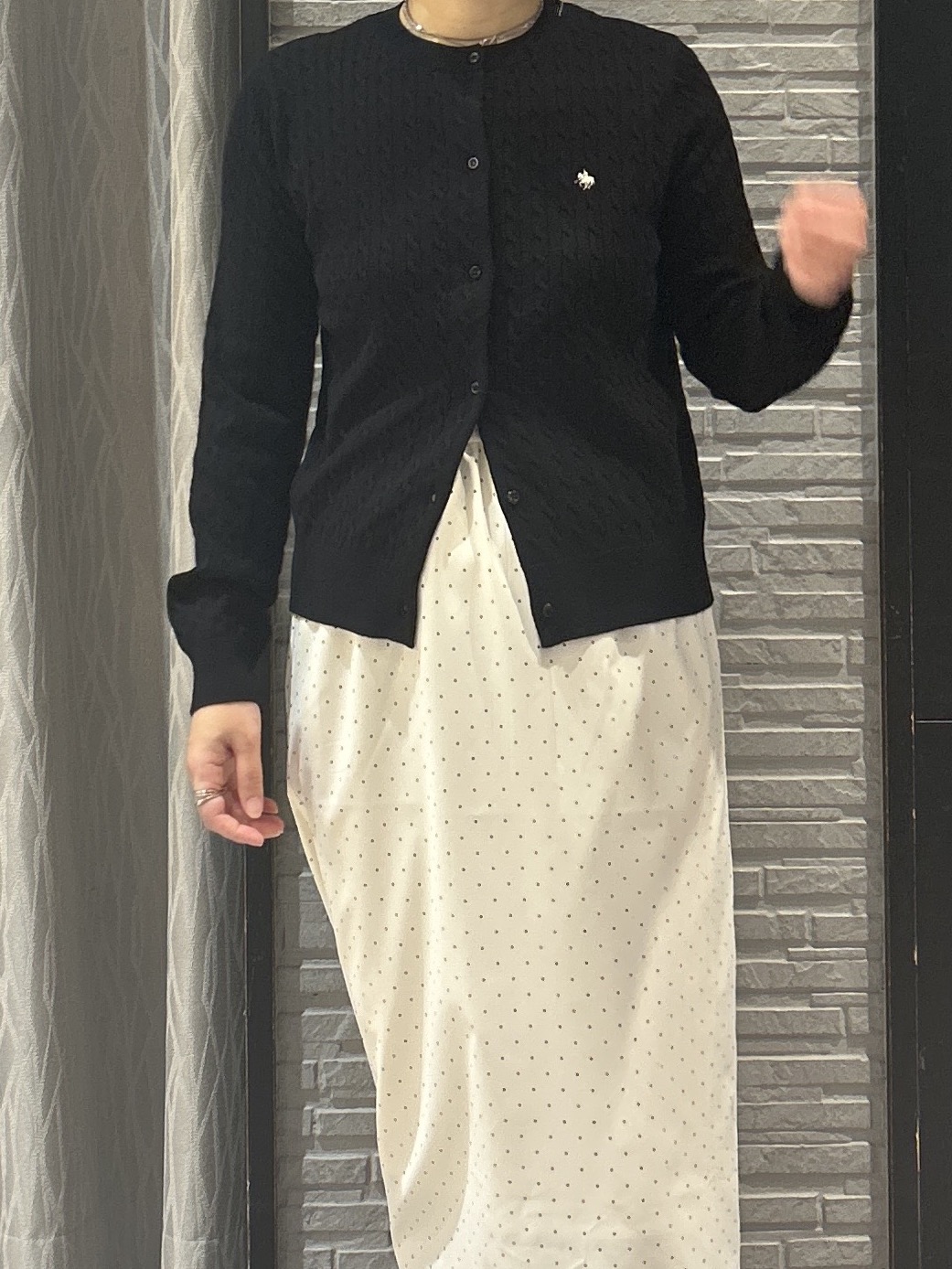 ga_riさんの「THE SHOP TK｜POLO BCS/ケーブルクルーカーディガン」を使ったコーディネート