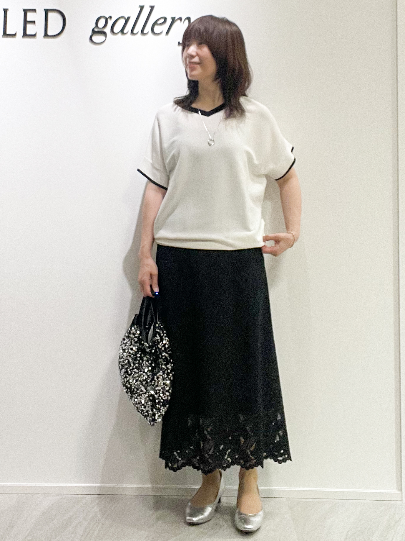 めいさんの「UNTITLED｜【11色展開/体型カバー】前後2WAYフレンチスリーブニット」を使ったコーディネート