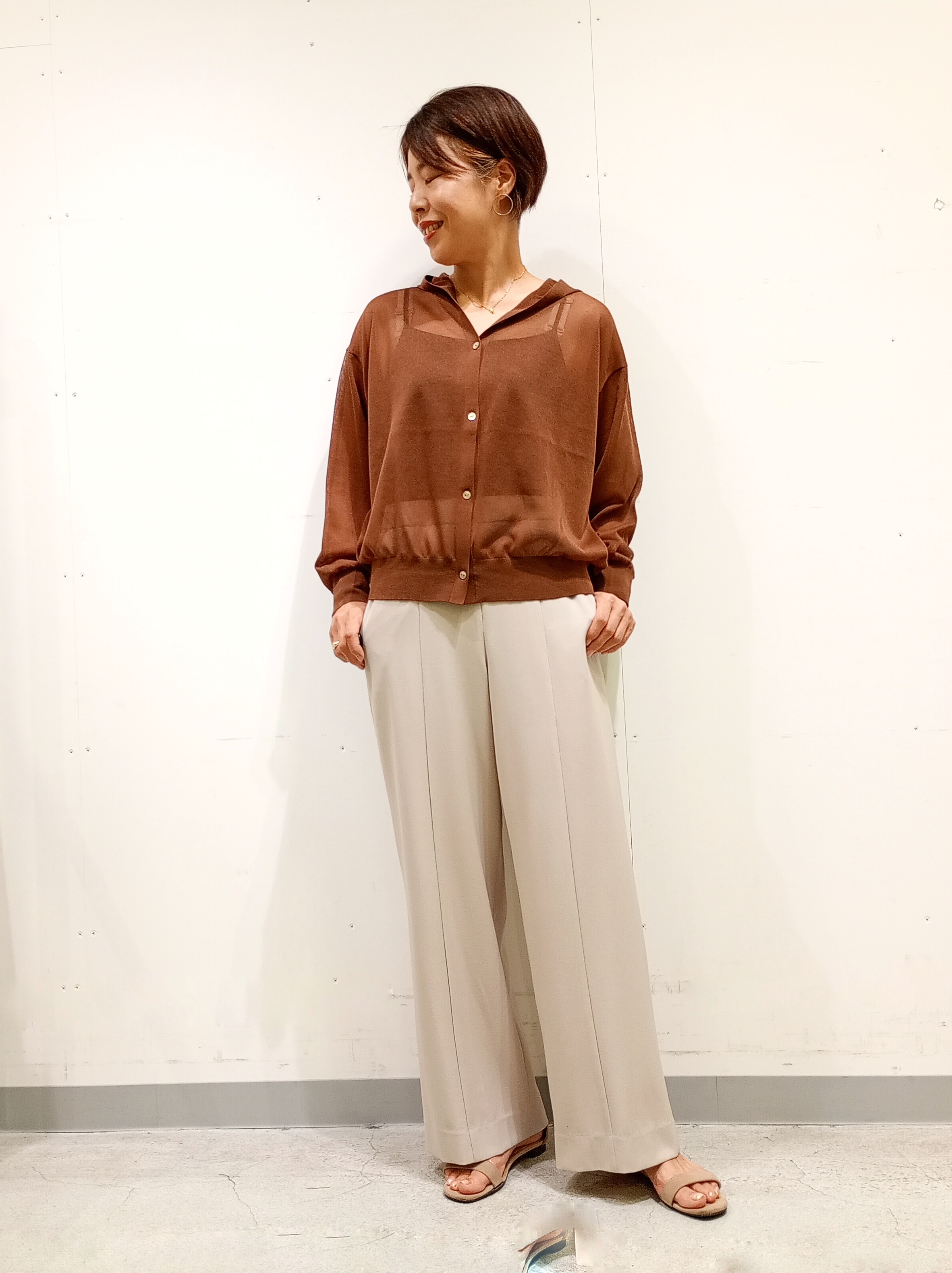 Kさんの「INDIVI｜【体型カバー】ボーダードルマントップス」を使ったコーディネート