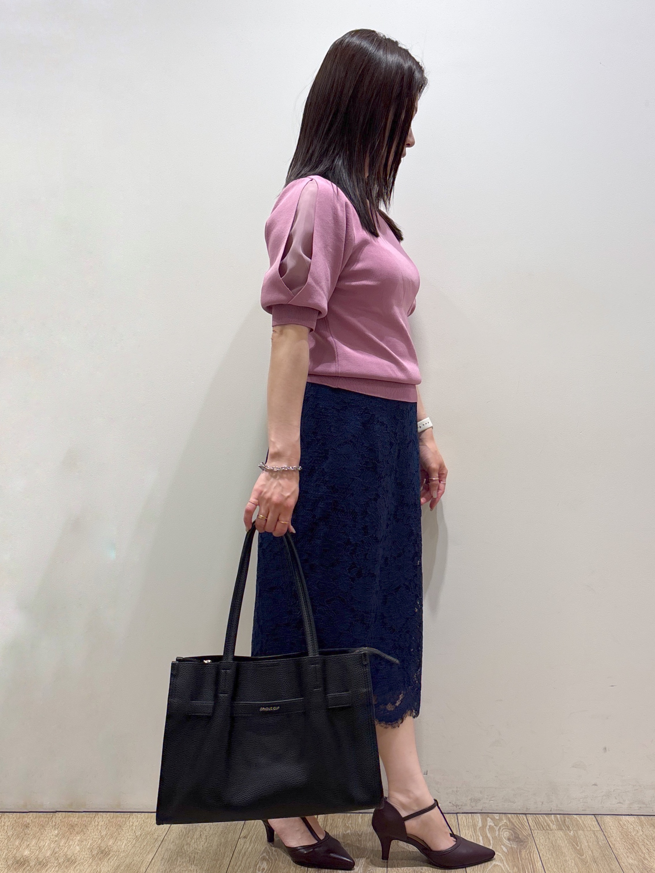 mameさんの「index｜【接触冷感／UVケア】クールタッチラップスリーブニット《洗濯機OK／XS～3L／9col》」を使ったコーディネート