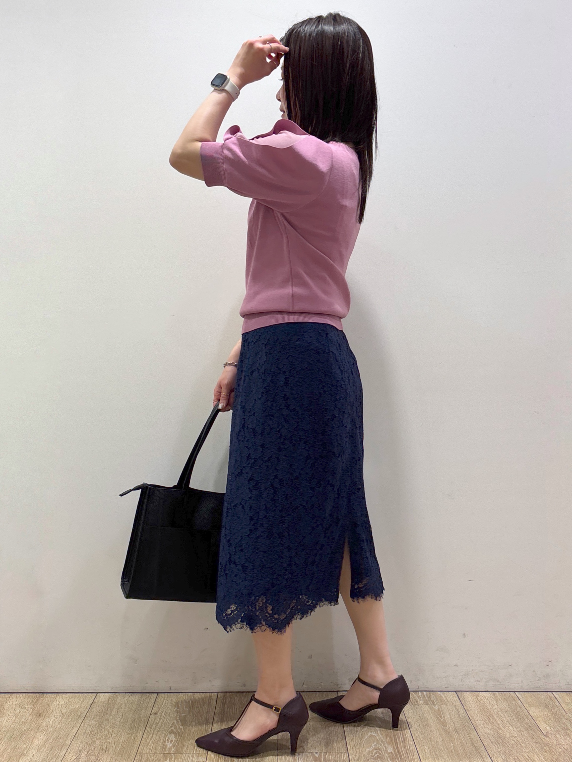 mameさんの「index｜【接触冷感／UVケア】クールタッチラップスリーブニット《洗濯機OK／XS～3L／9col》」を使ったコーディネート