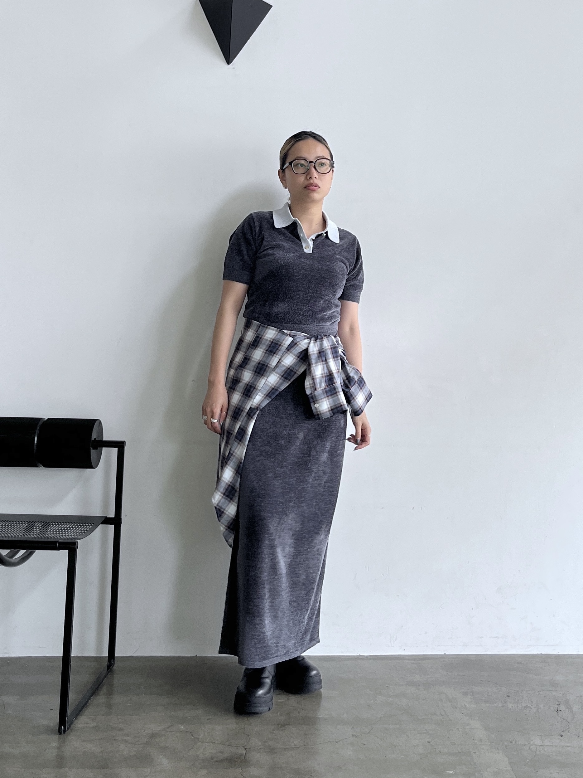 Harukaさんの「INDIVI｜バイカラーモールポロニット」を使ったコーディネート