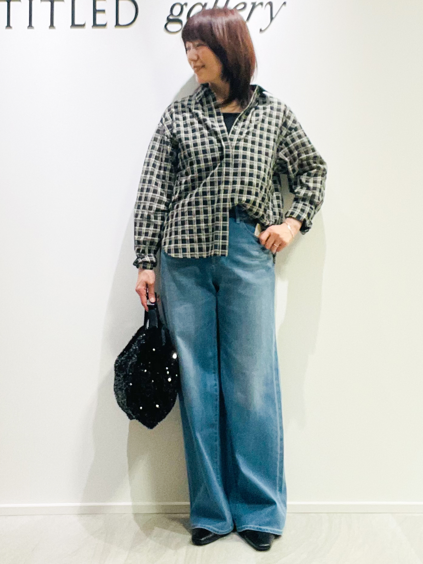 めいさんの「UNTITLED｜シアーチェックシャツブラウス」を使ったコーディネート