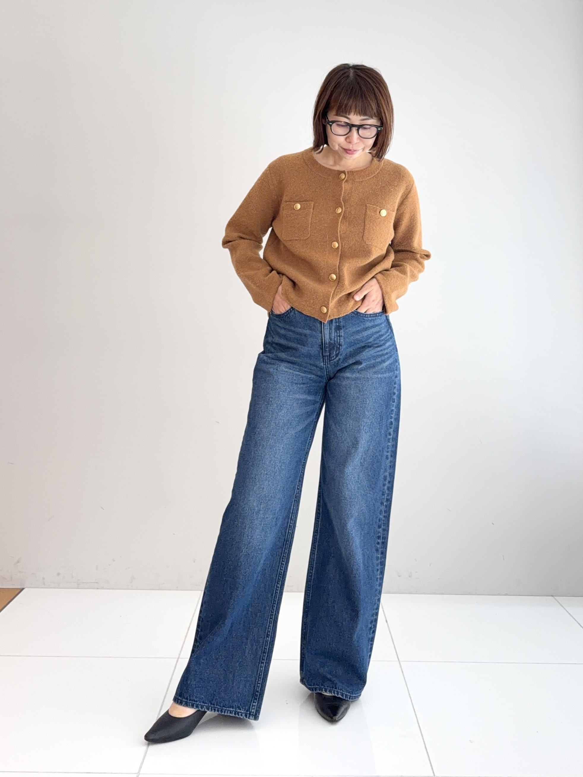 murayamaさんの「INDIVI｜【軽やか】ブークレニットジャケット」を使ったコーディネート