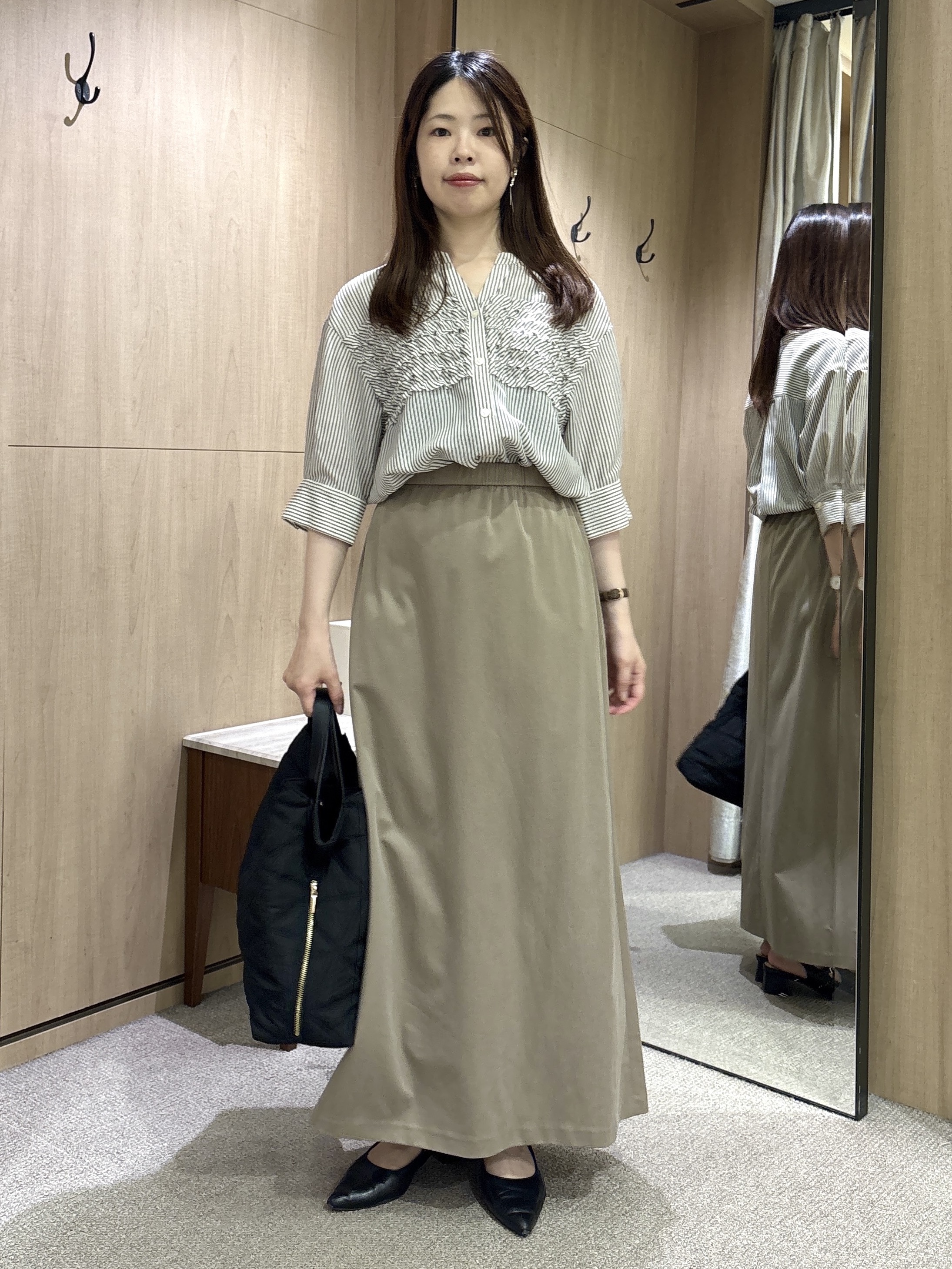 asamiさんの「UNTITLED｜【秋めきリラクシー/セットアップ可】ヴィンテージライク ロングスカート」を使ったコーディネート