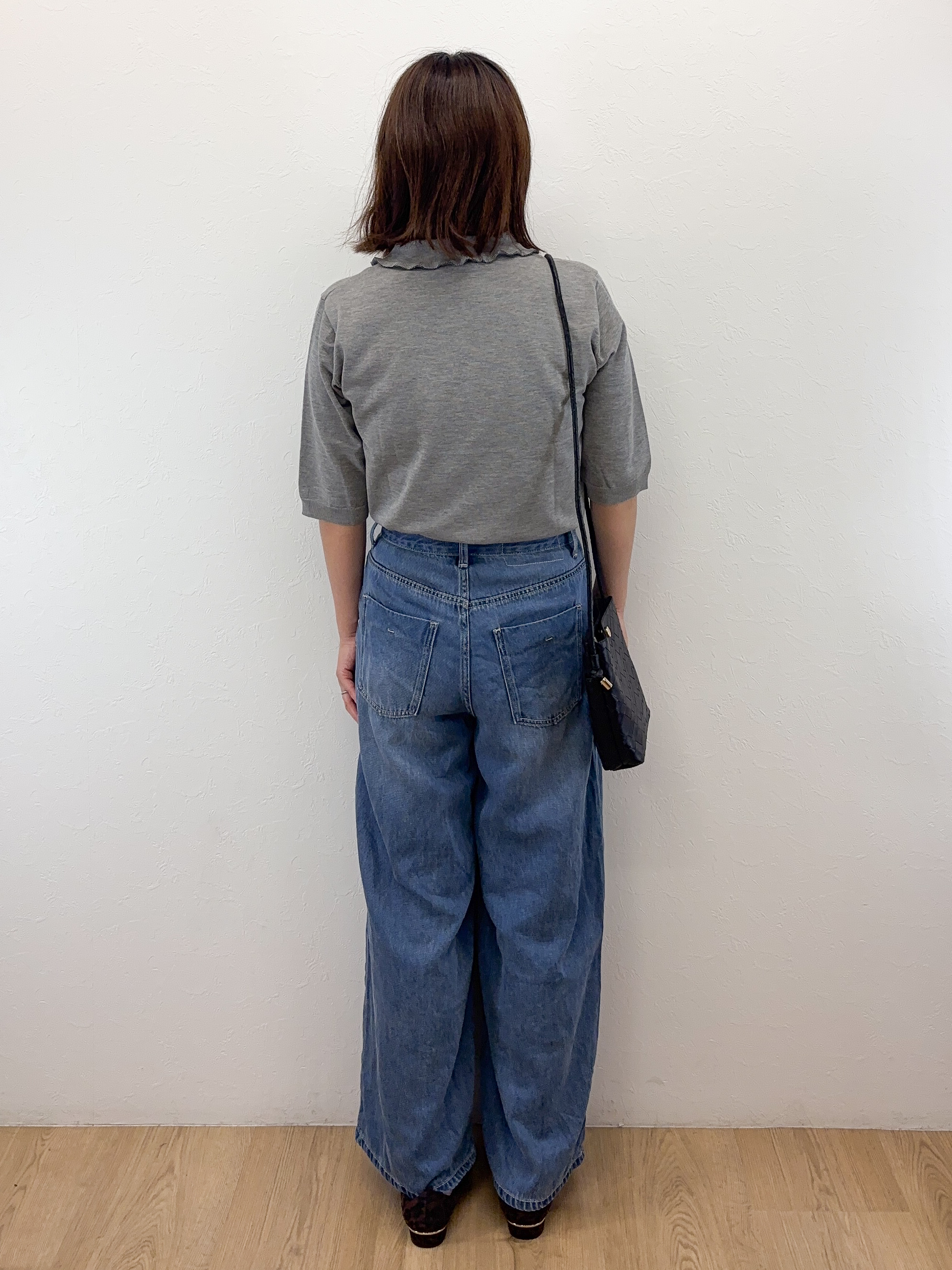 Takeさんの「OPAQUE.CLIP｜【UVケア】フリルポロニット《洗濯機OK／抗ピル》」を使ったコーディネート