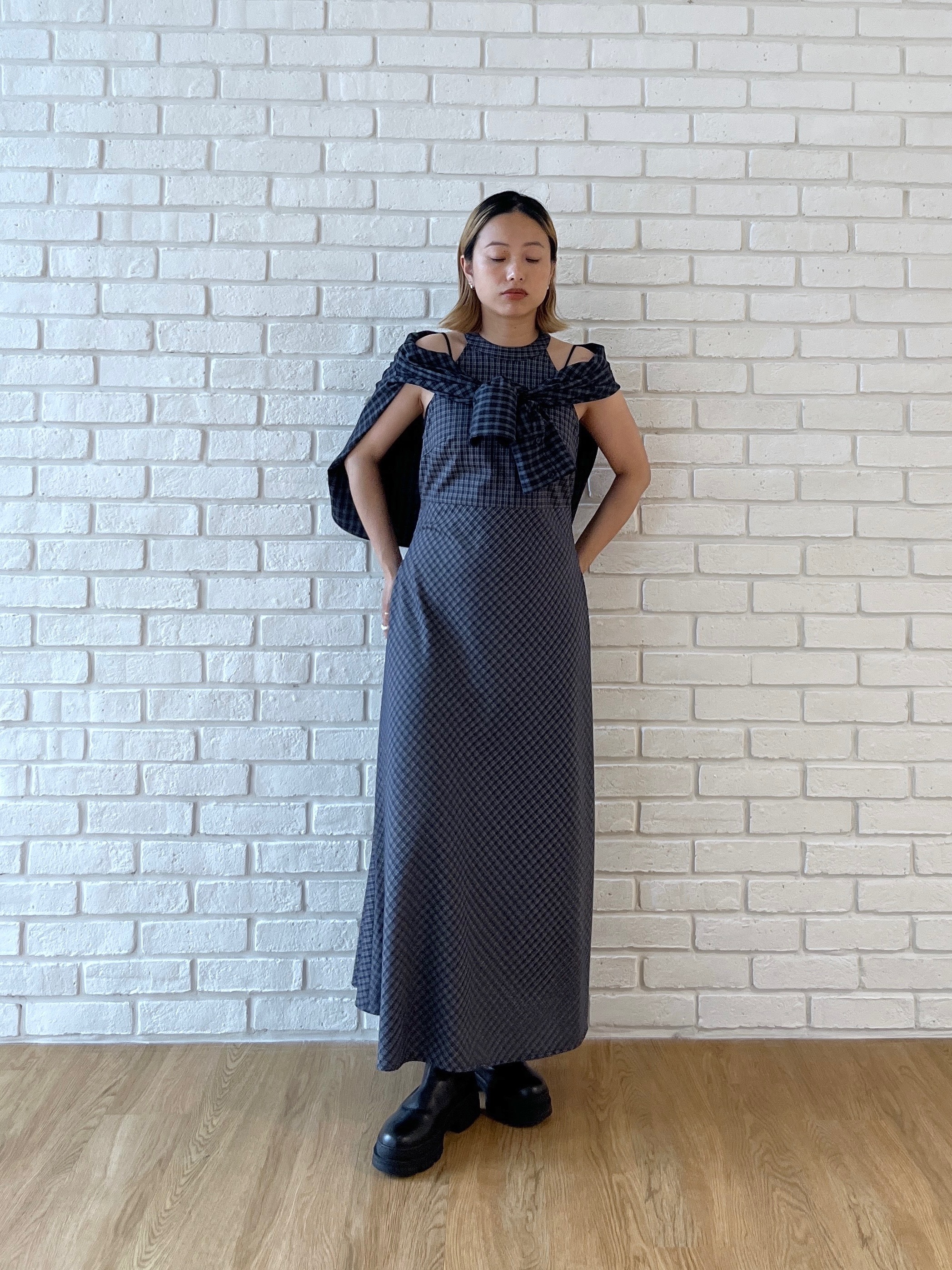 Harukaさんの「INDIVI｜バイアスシャーリングチェックシャツ【LIVE紹介／上枝みどりさん着用】」を使ったコーディネート